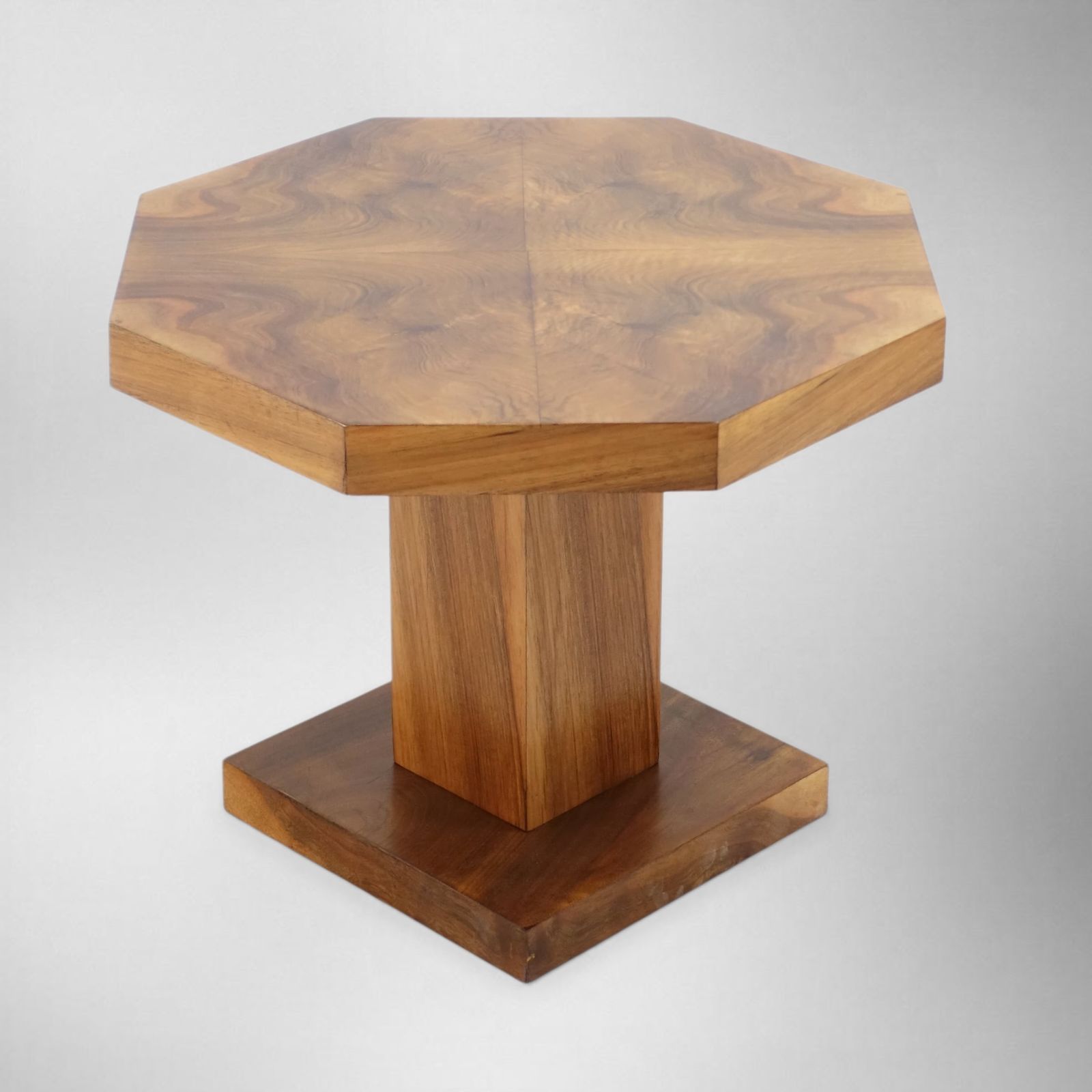 English Art Deco Octagonal Walnut Coffee  Table — Circa 1930