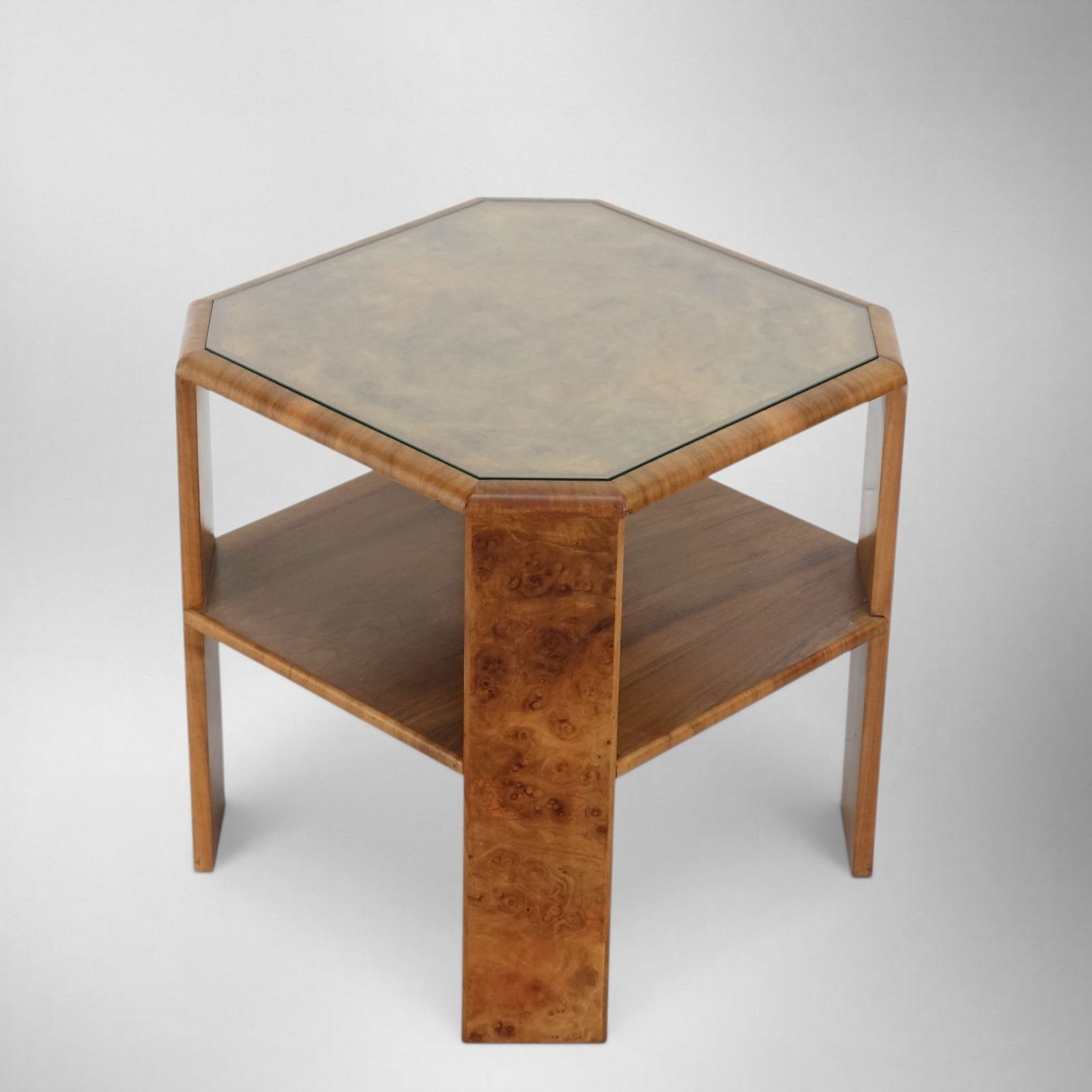 Art Deco Figured Walnut Two Tier Coffee/Centre Table