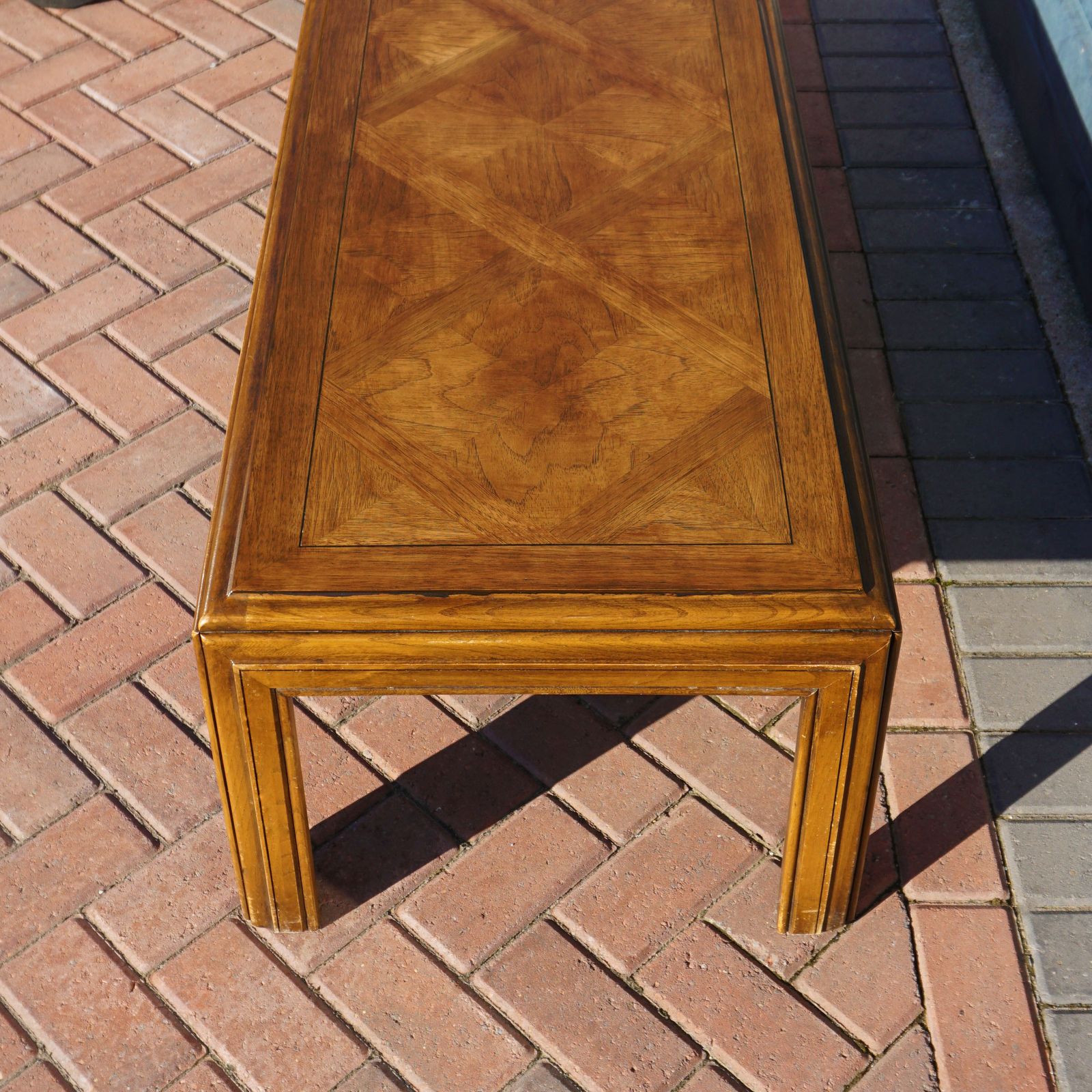 Lane Altivista Solid Cedar Wood Coffee Table Diamond Parquet Mid Century Refurbished photo Furniture