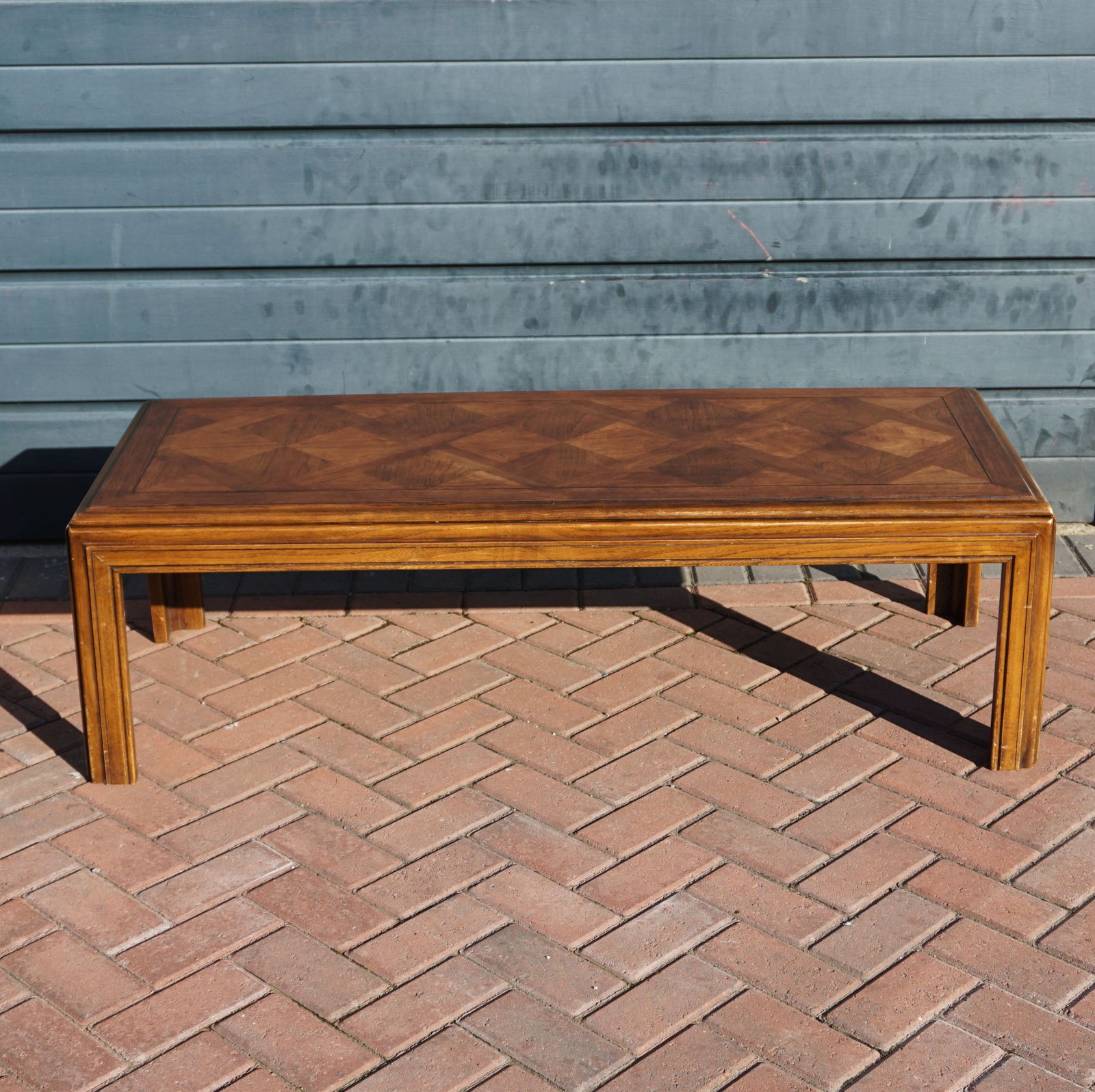 Lane Altivista Solid Cedar Wood Coffee Table Diamond Parquet Mid Century Refurbished photo 180.0