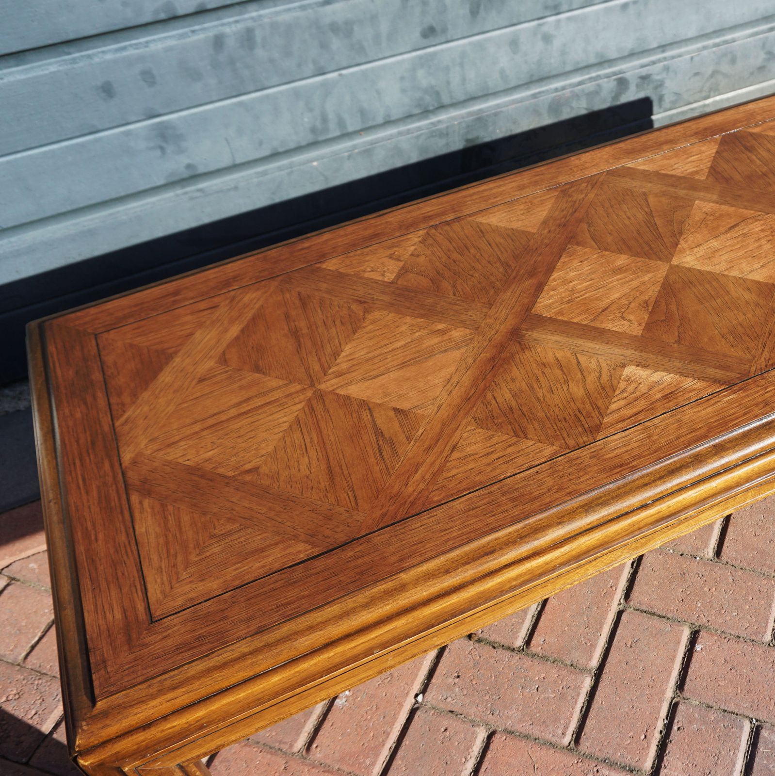 Lane Altivista Solid Cedar Wood Coffee Table Diamond Parquet Mid Century Refurbished photo vinterior