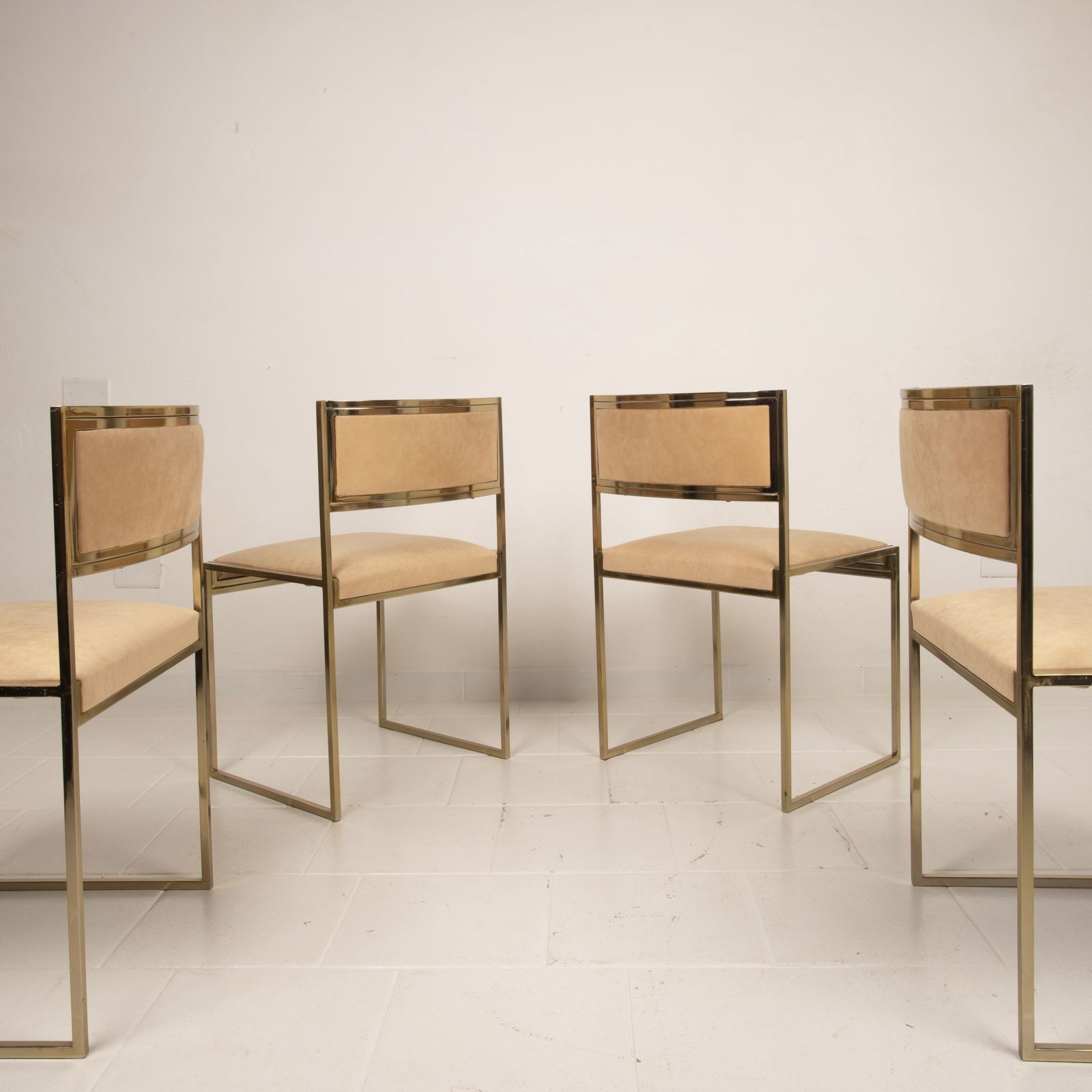 Furniture Sq Al Chairs By Willy Rizzo For Maison Willy Rizzo – Brass Version 1970 photo