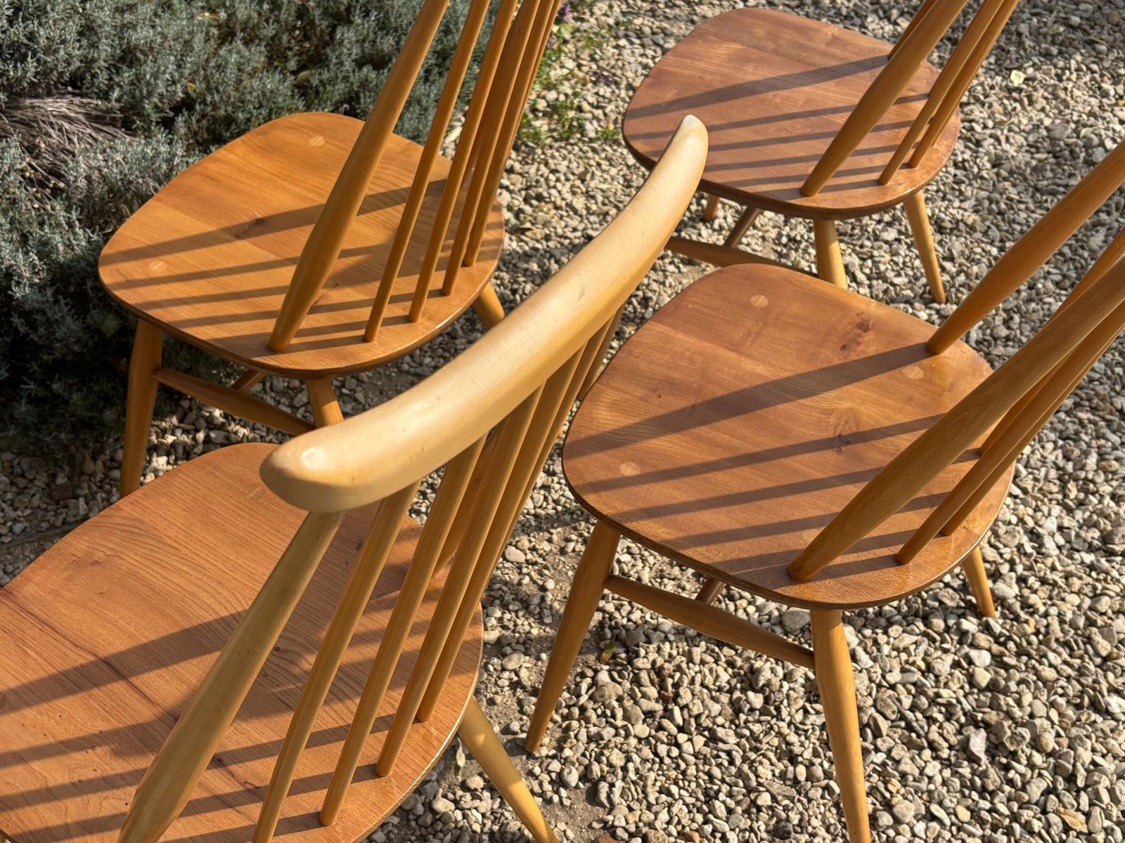 Ercol Goldsmith Dining Chairs X 4 Blonde Gold Label photo vintage