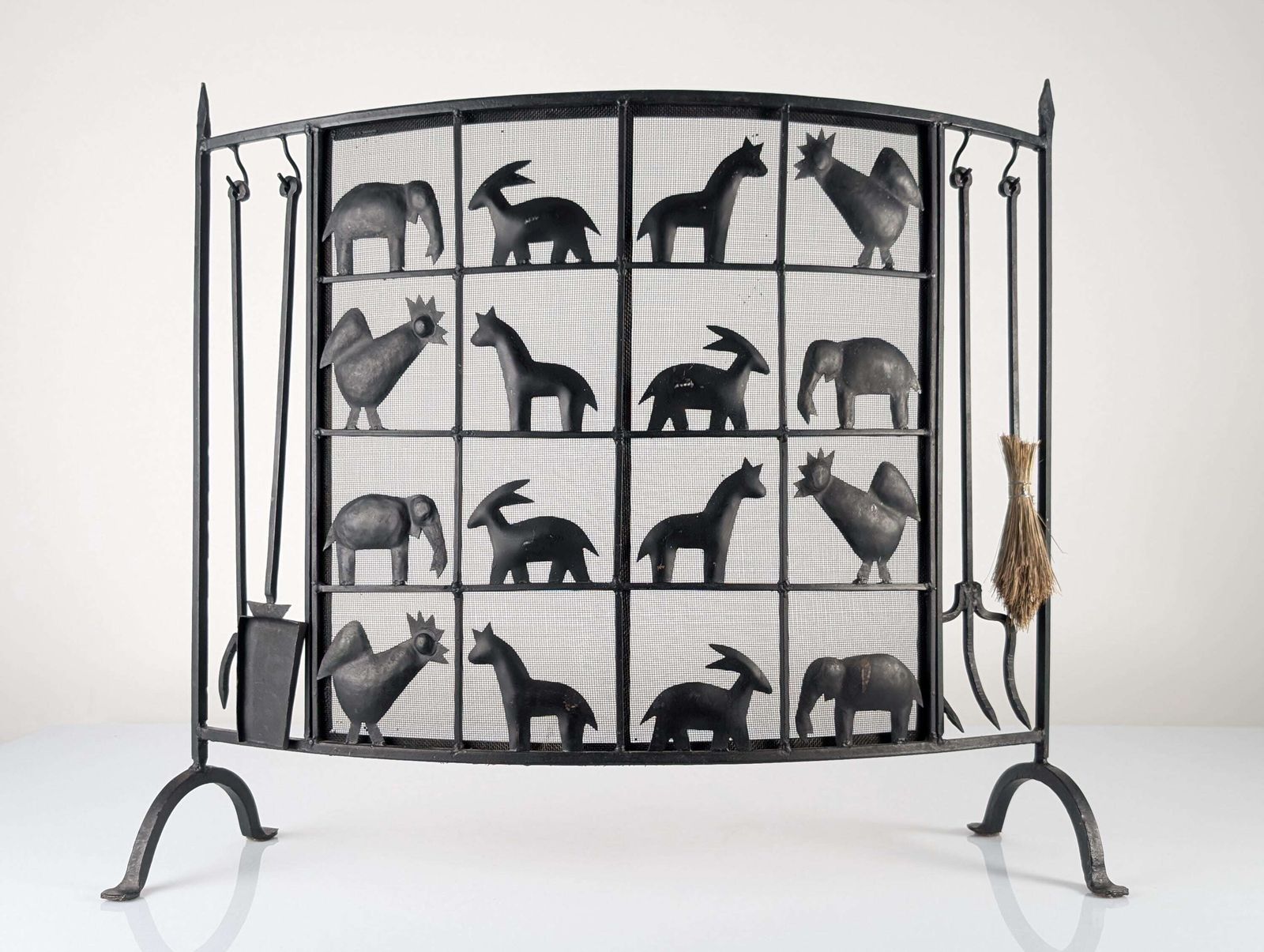 Wrought Iron Fireplace Screen From Atelier Marolles, France, 1950s