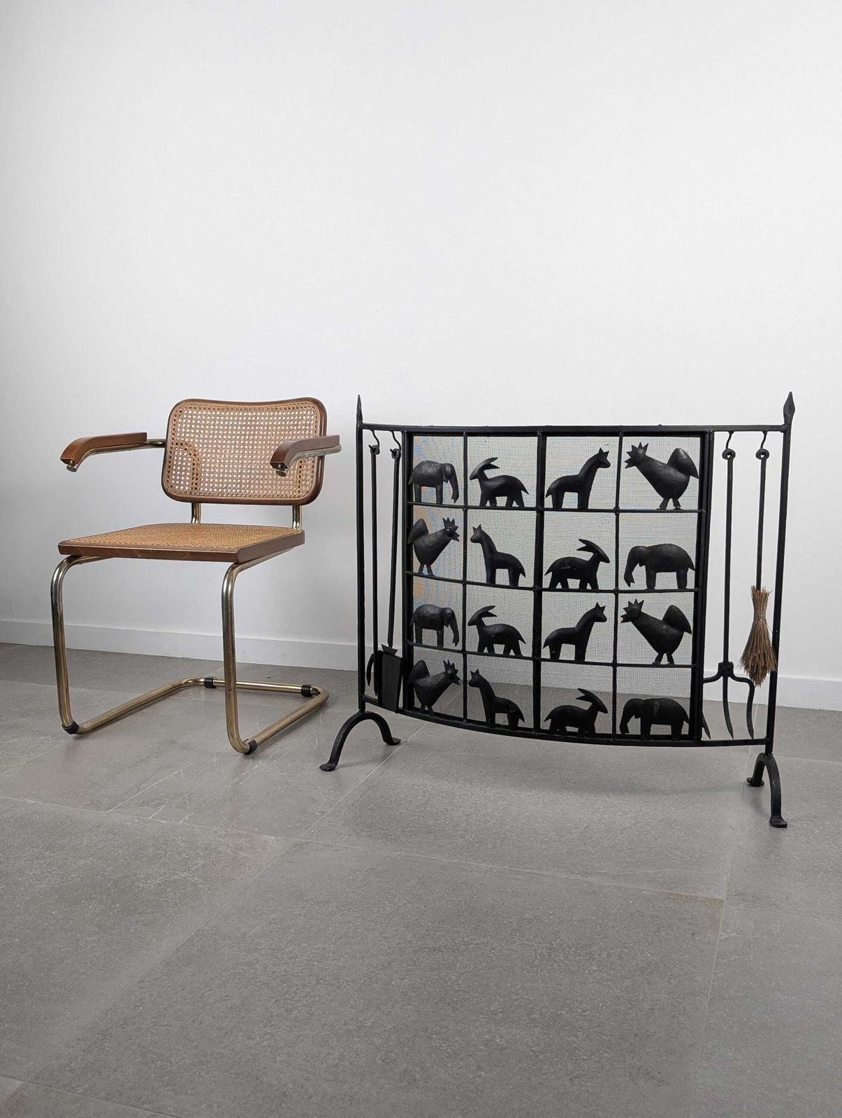 Wrought Iron Fireplace Screen From Atelier Marolles, France, 1950s photo buy