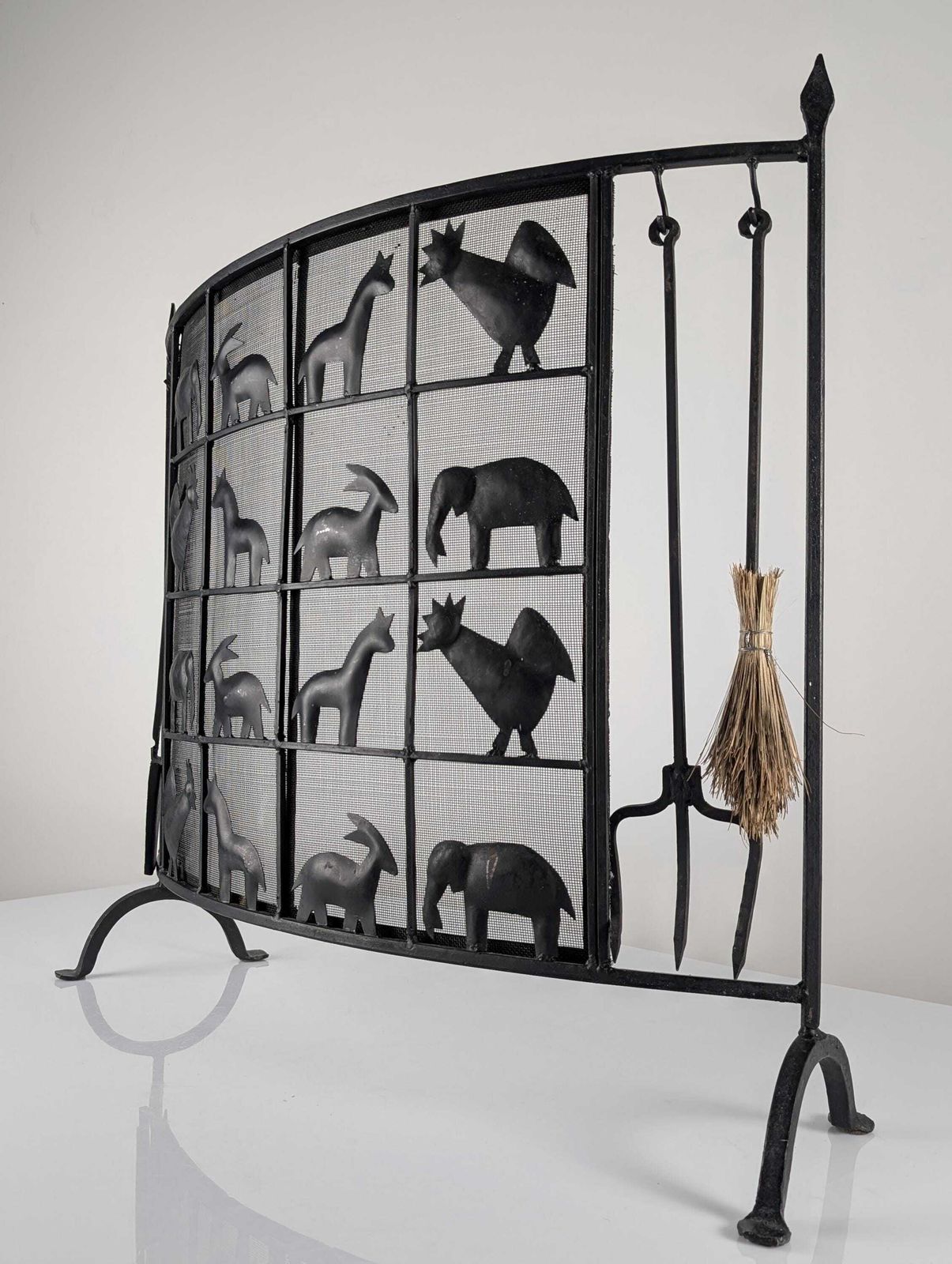 photo furniture Wrought Iron Fireplace Screen From Atelier Marolles, France, 1950s
