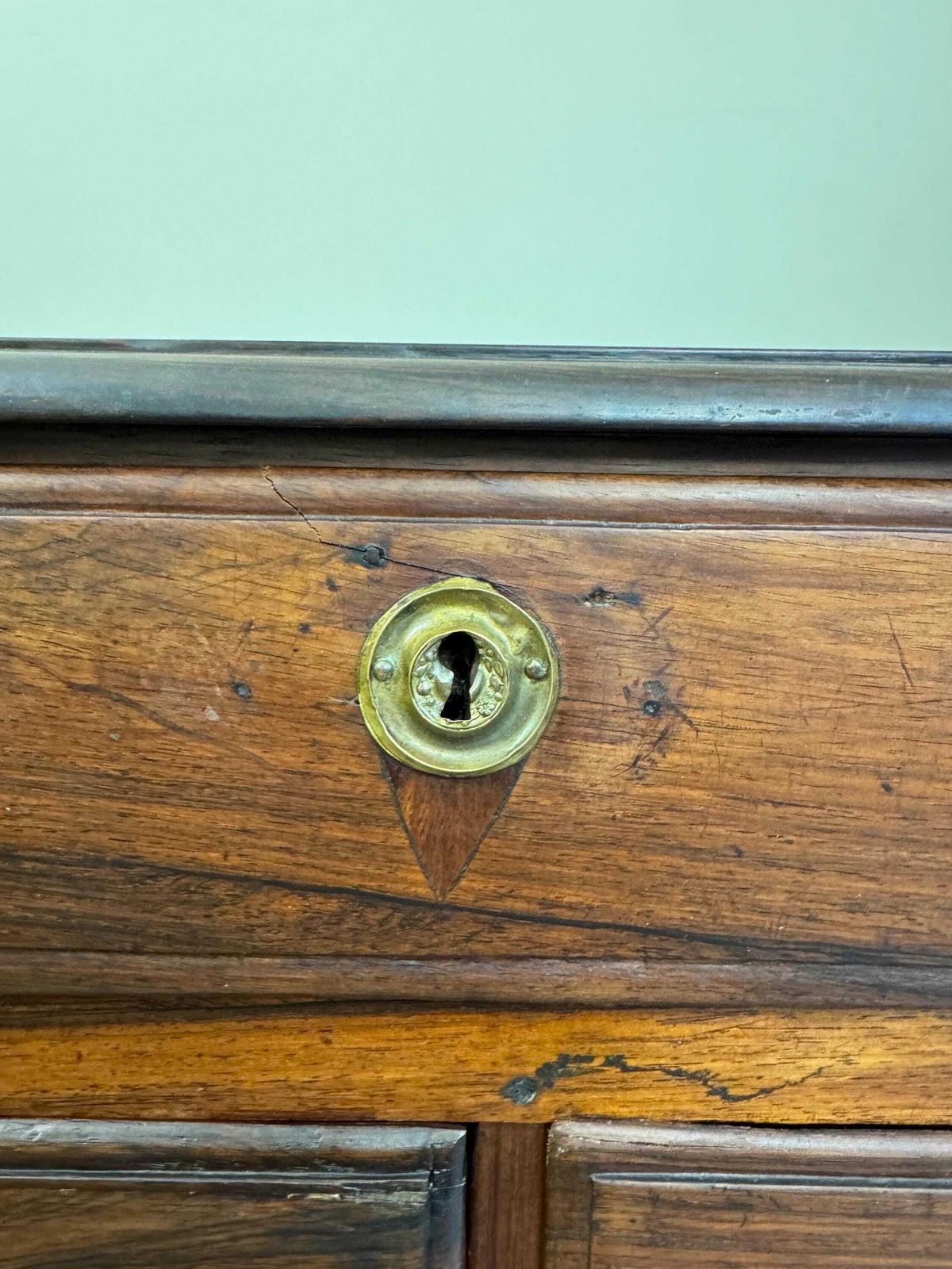Solid Wood Rustic Dark Wood Antique Chest Of Drawers: Large 5 Drawer Dresser With Metal Handles photo vinterior