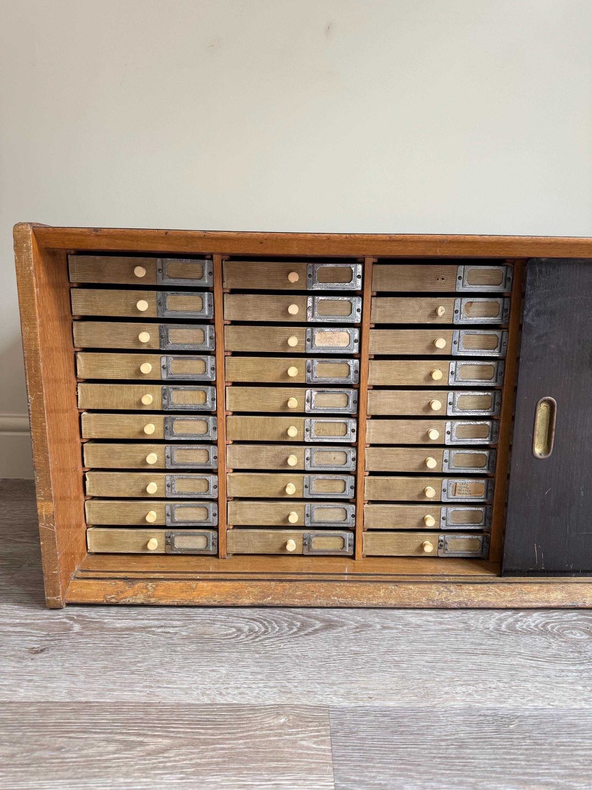 photo furniture Vintage Industrial Low Garage Haberdashery Multiple Bank Small Drawers Craft Tool Organiser
