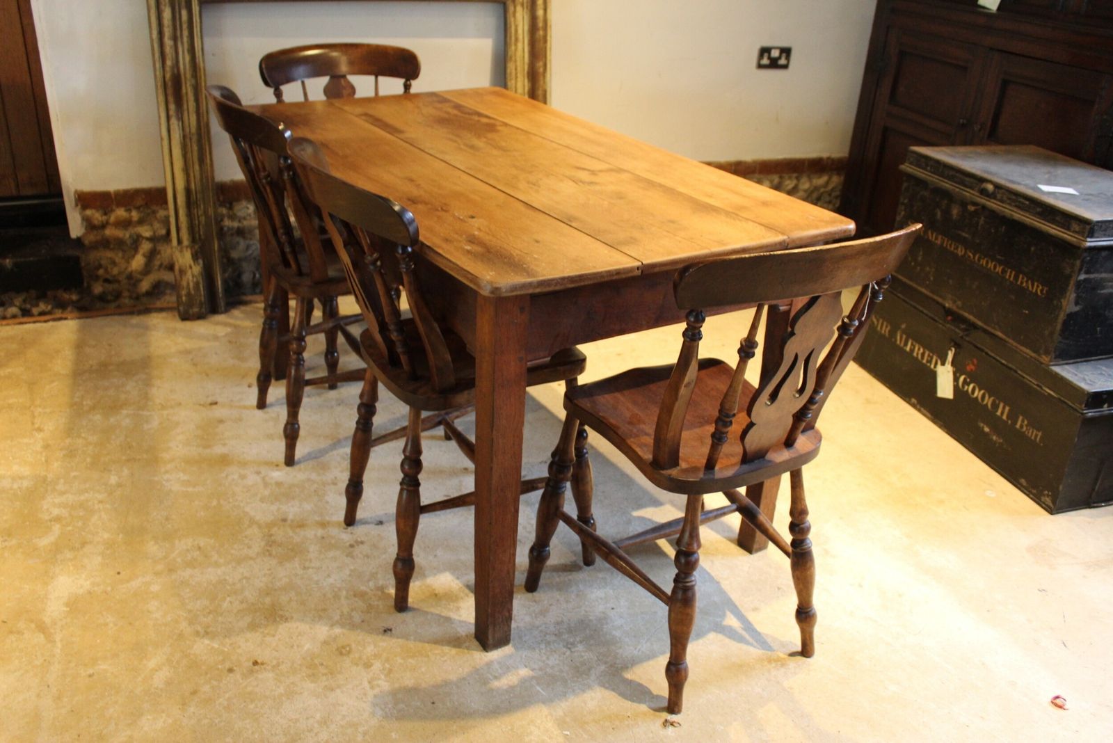 Table Refectory Farmhouse Victorian Oak Seats 6 C1870 photo furniture