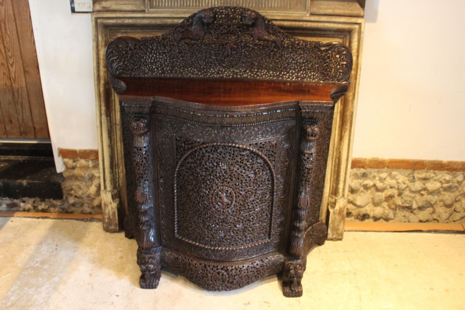 Cabinet Sideboard Outstanding Burmese Carved Padauk C1880 photo vinterior