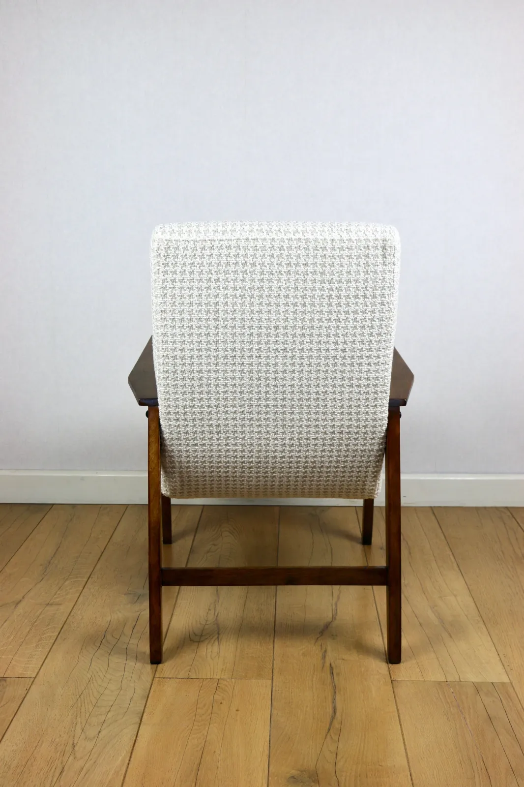photo for sale Vintage Herringbone Loft Armchair, Natural Fabric, Model From The 1970s
