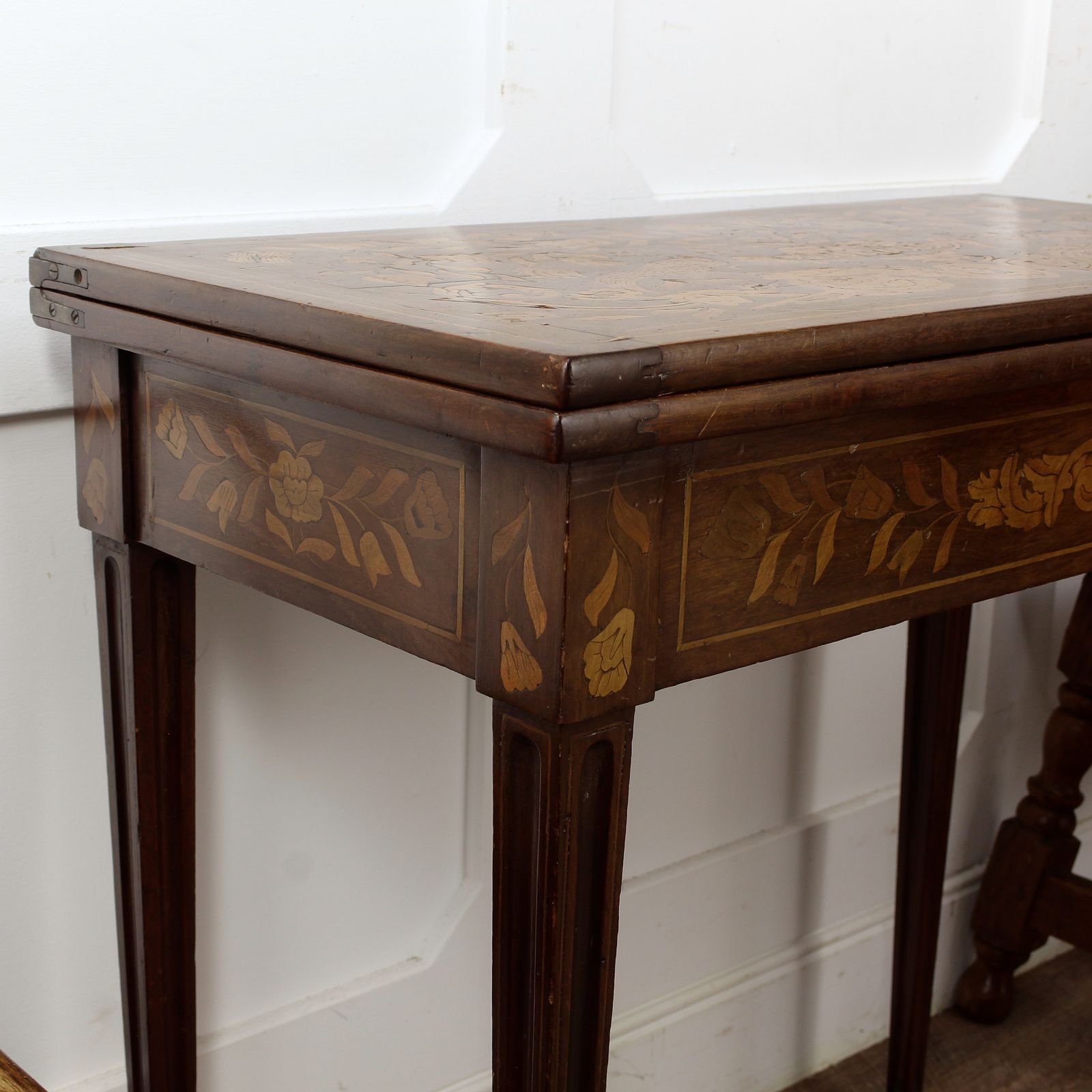 19th Century Dutch Marquetry Card Table photo vintage
