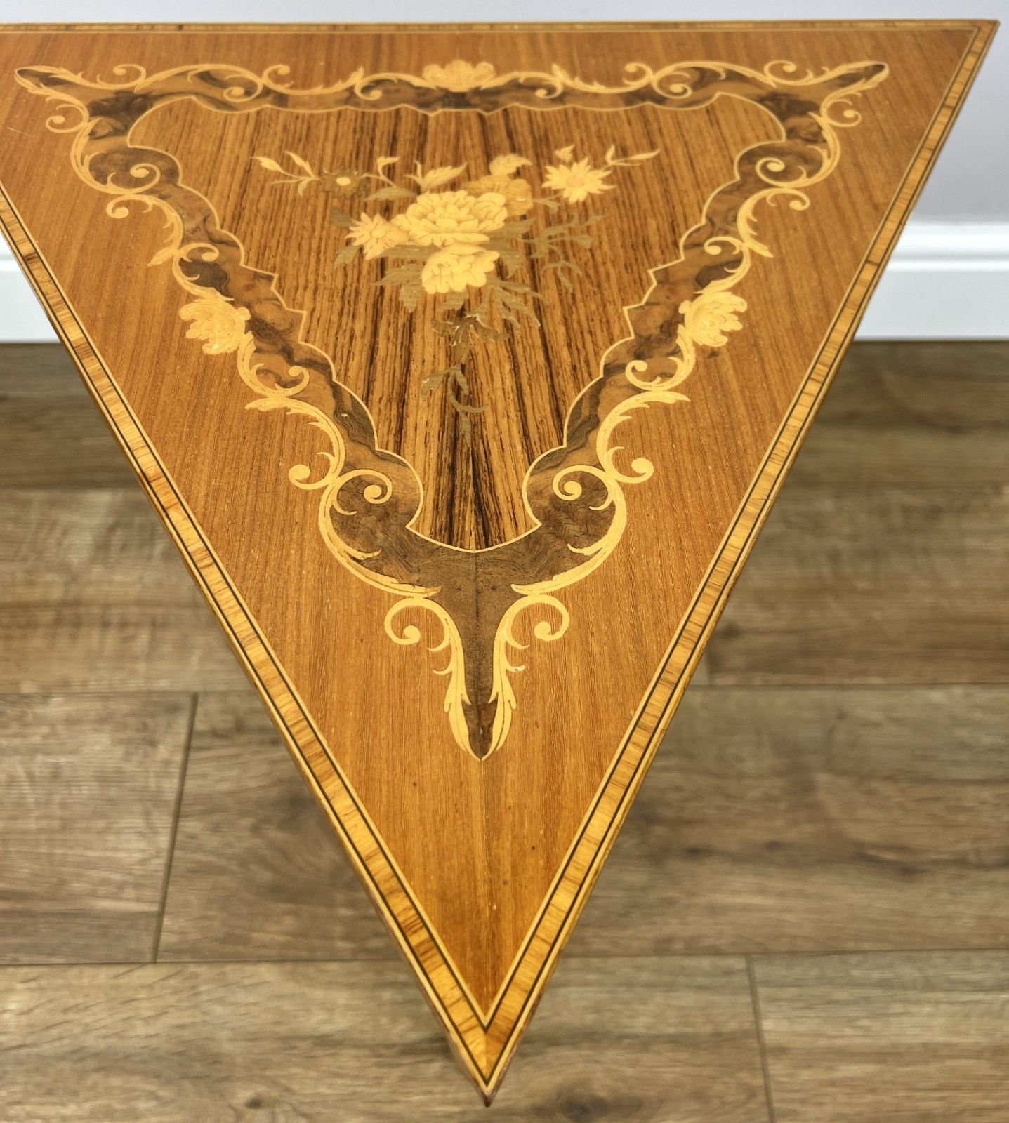 Vintage French Nested Triangle Inlaid Set 3 Pieces Carved Tables Lot 4906 photo buy