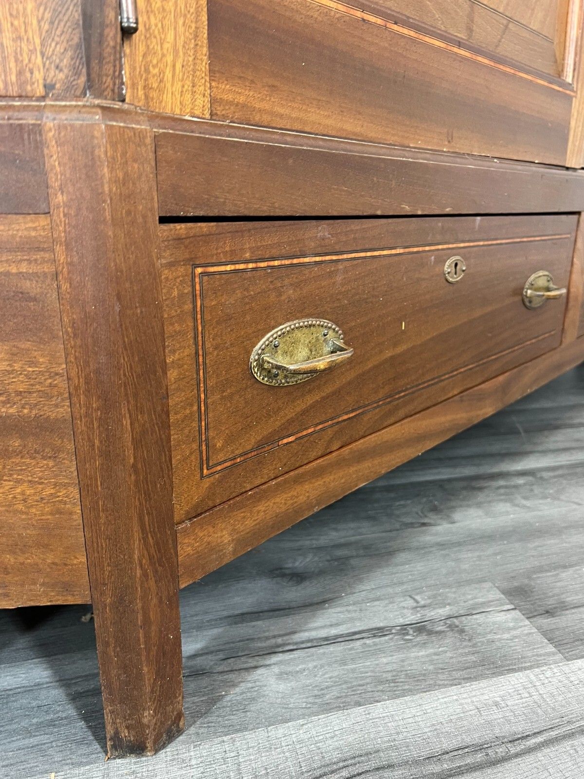 photo furniture Wardrobe Antique French Style Two Door Mirrored Carved Armoire Cabinet Lot 2253