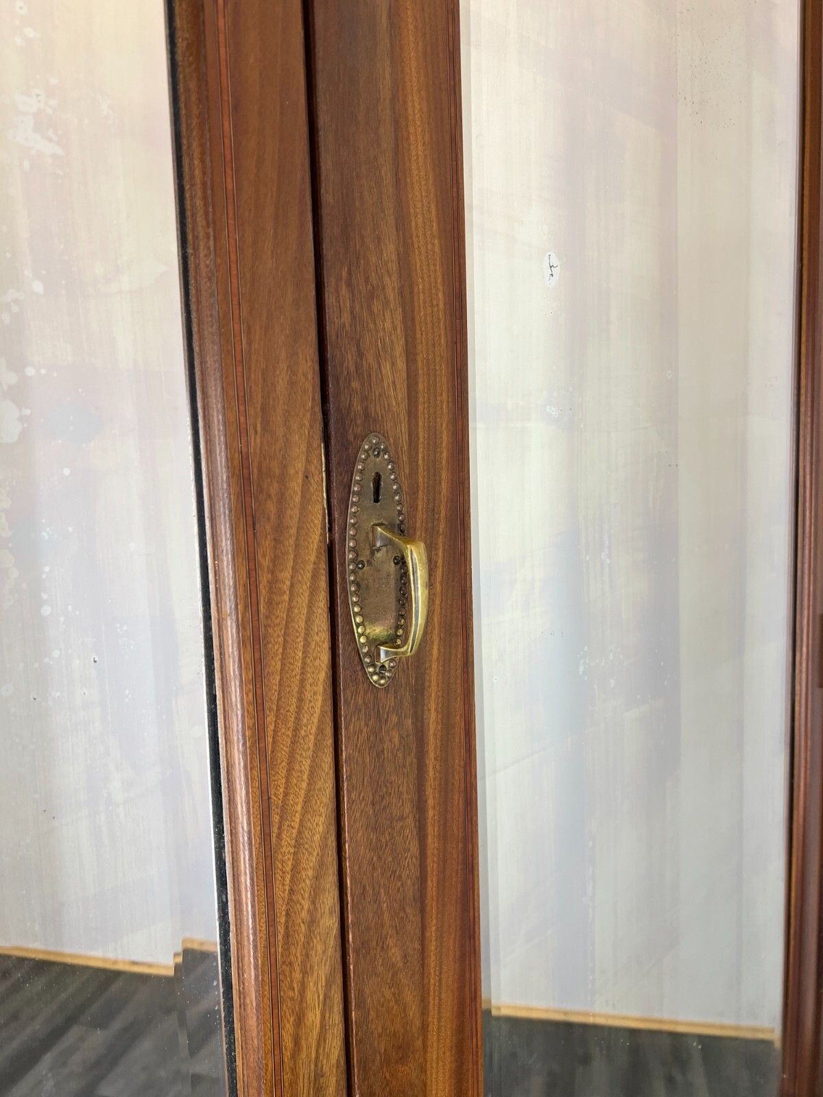 499.0 Wardrobe Antique French Style Two Door Mirrored Carved Armoire Cabinet Lot 2253 photo