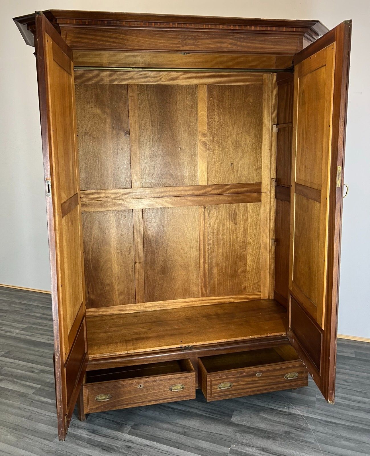 photo buy Wardrobe Antique French Style Two Door Mirrored Carved Armoire Cabinet Lot 2253