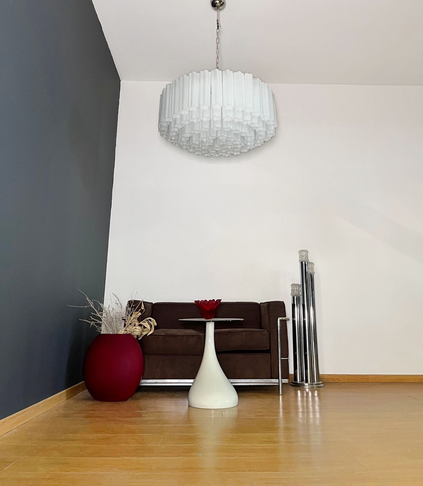 Large Murano Glass Chandelier  101 Acid Etched Glass Tubes photo for sale