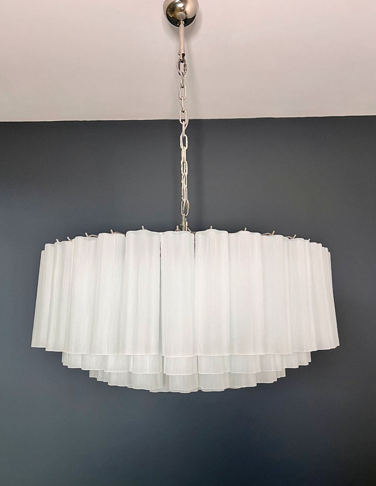 Large Murano Glass Chandelier  101 Acid Etched Glass Tubes photo vinterior