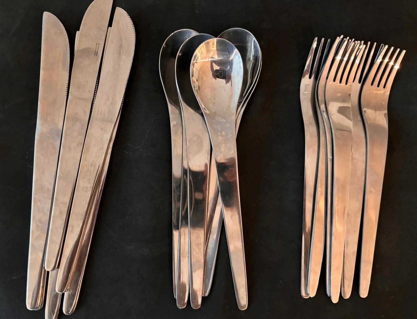 Modernist Set Flatware Design Space Age Stainless Steel Modernist Design French Casual Lunch Gift Post Modern Vintage 6 Settings photo buy