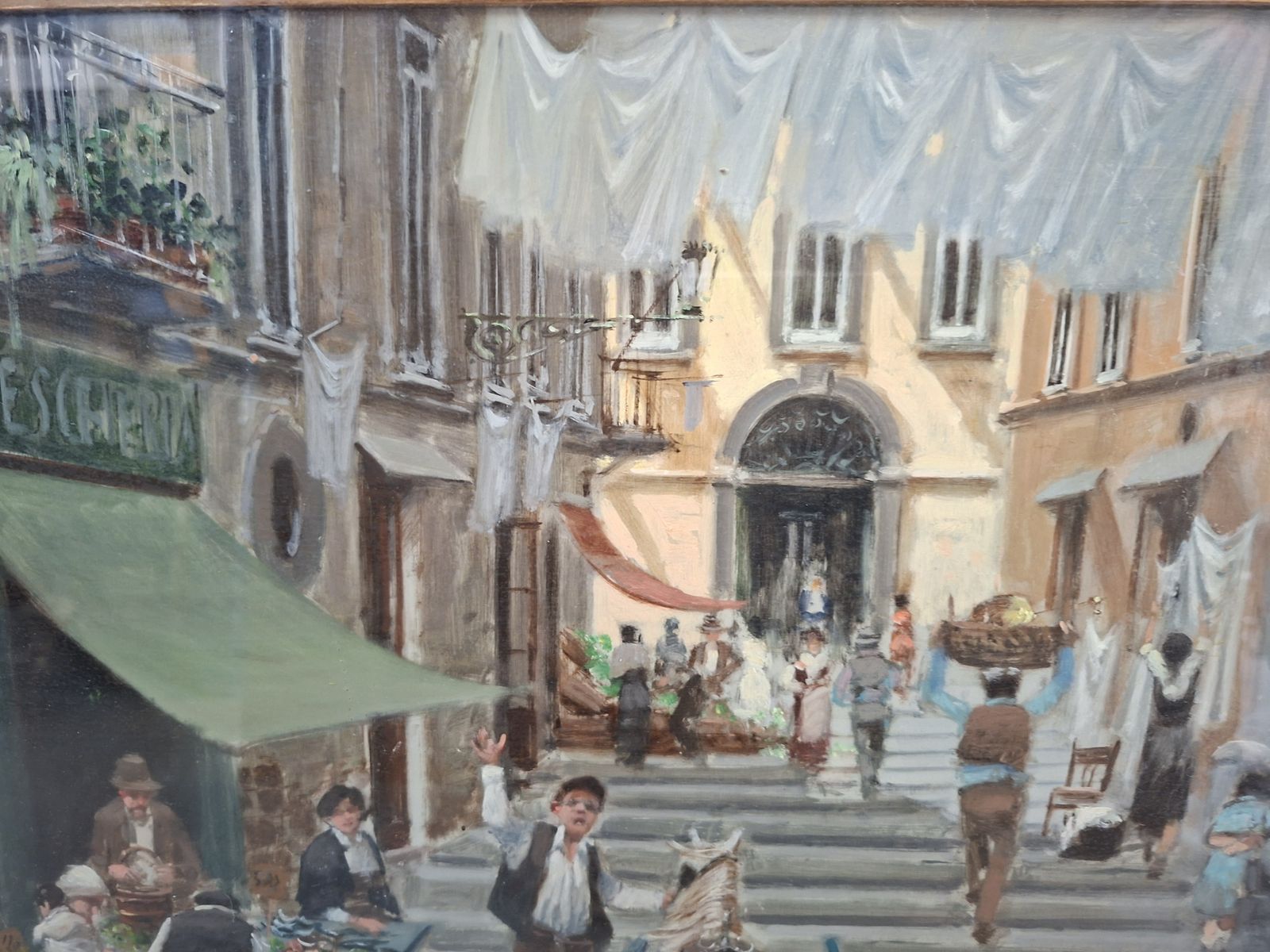 photo furniture Dipinto A Olio Di Francesco Tammaro Scena Di Mercato Napoletana 80x130 Cm