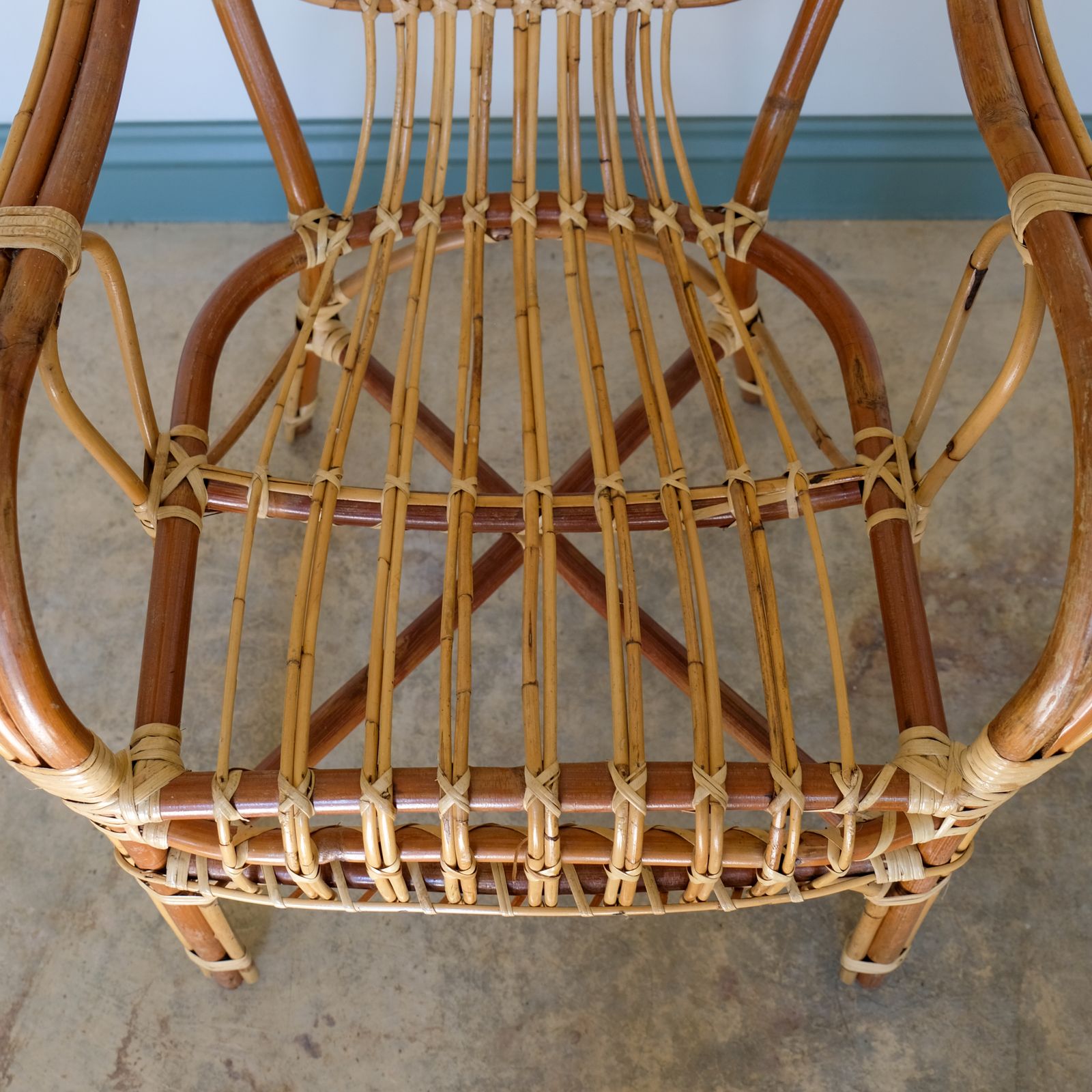 photo for sale Mid Century Rattan Armchair, 1960s