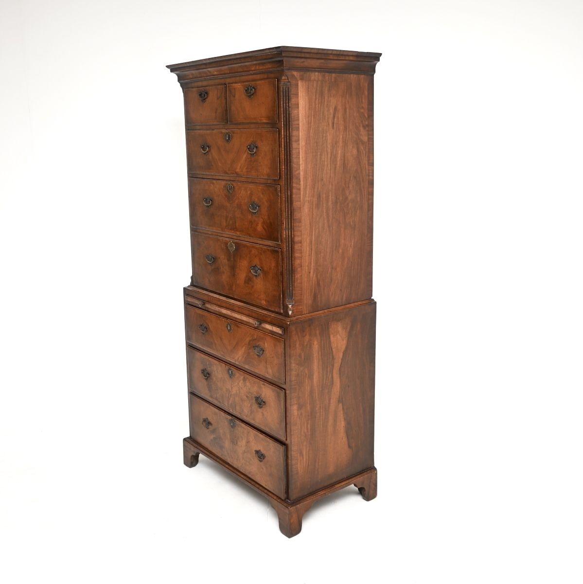 photo for sale Antique Figured Walnut Chest On Chest Of Drawers