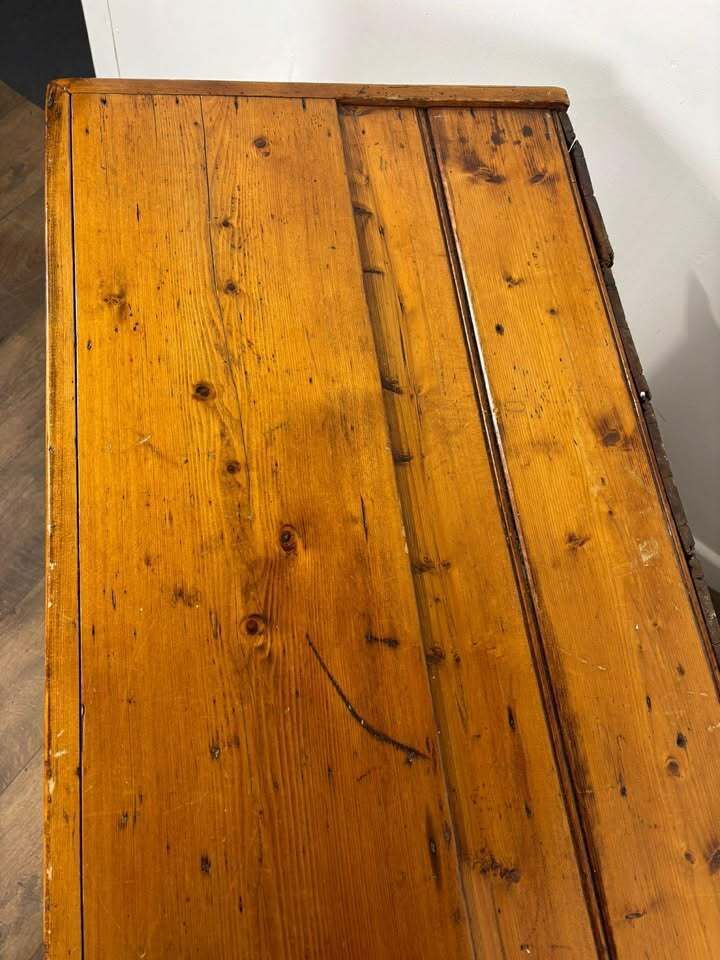 Victorian Pine Three Drawer Painted Chest With Stripped Top photo furniture