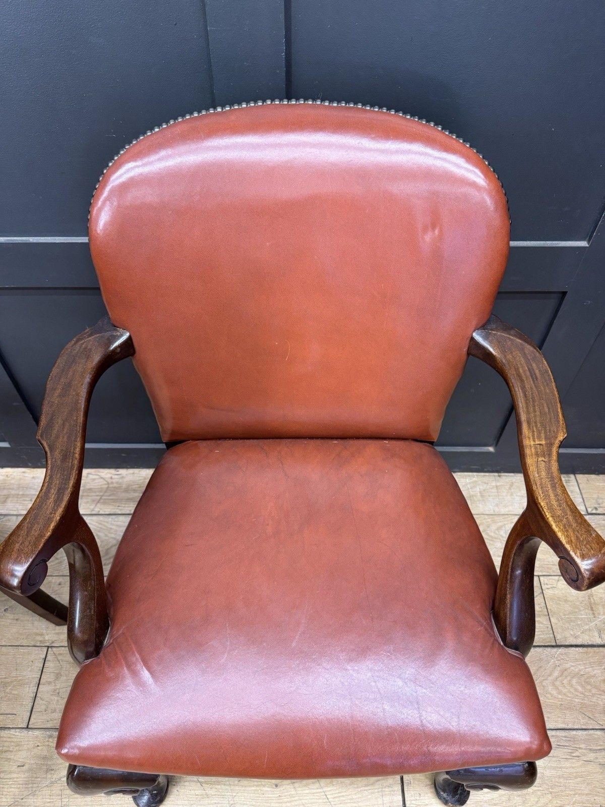 Antique Pair Of Gainsborough Style Mahogany Armchairs Desk Study Carver Chairs photo buy