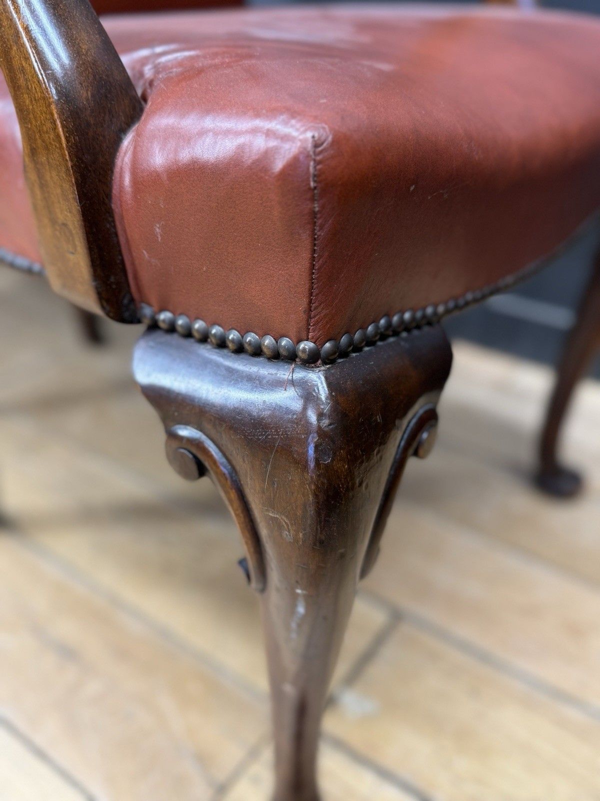 Antique Pair Of Gainsborough Style Mahogany Armchairs Desk Study Carver Chairs photo vintage