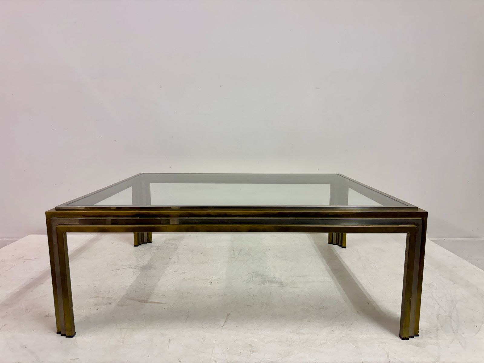 1970s French Steel And Brass Coffee Table photo furniture
