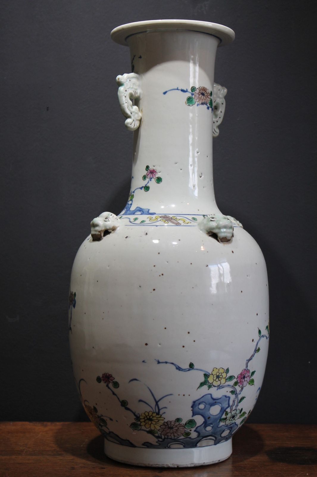 Large Antique Chinese 19/18th Century Qing Dynasty Vases Of Rouleau Form photo vintage