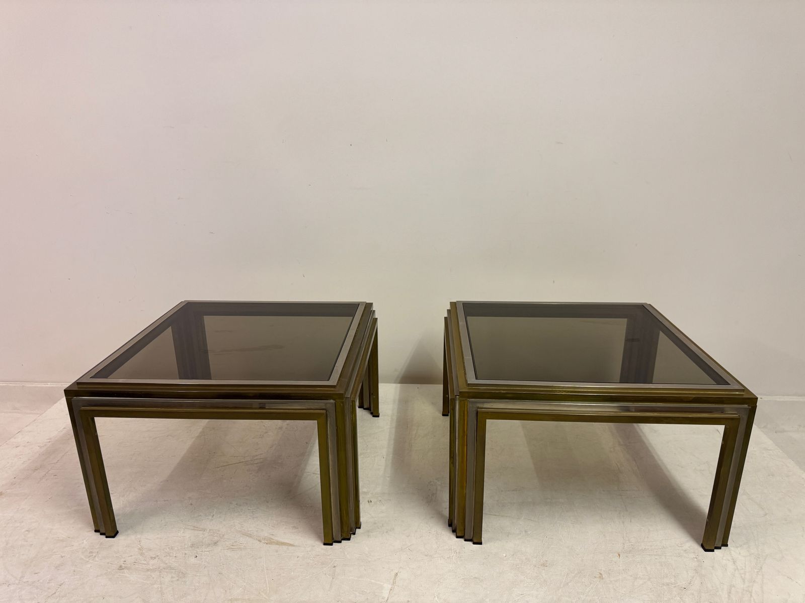 Pair Of 1970s Steel And Brass Side Tables photo for sale