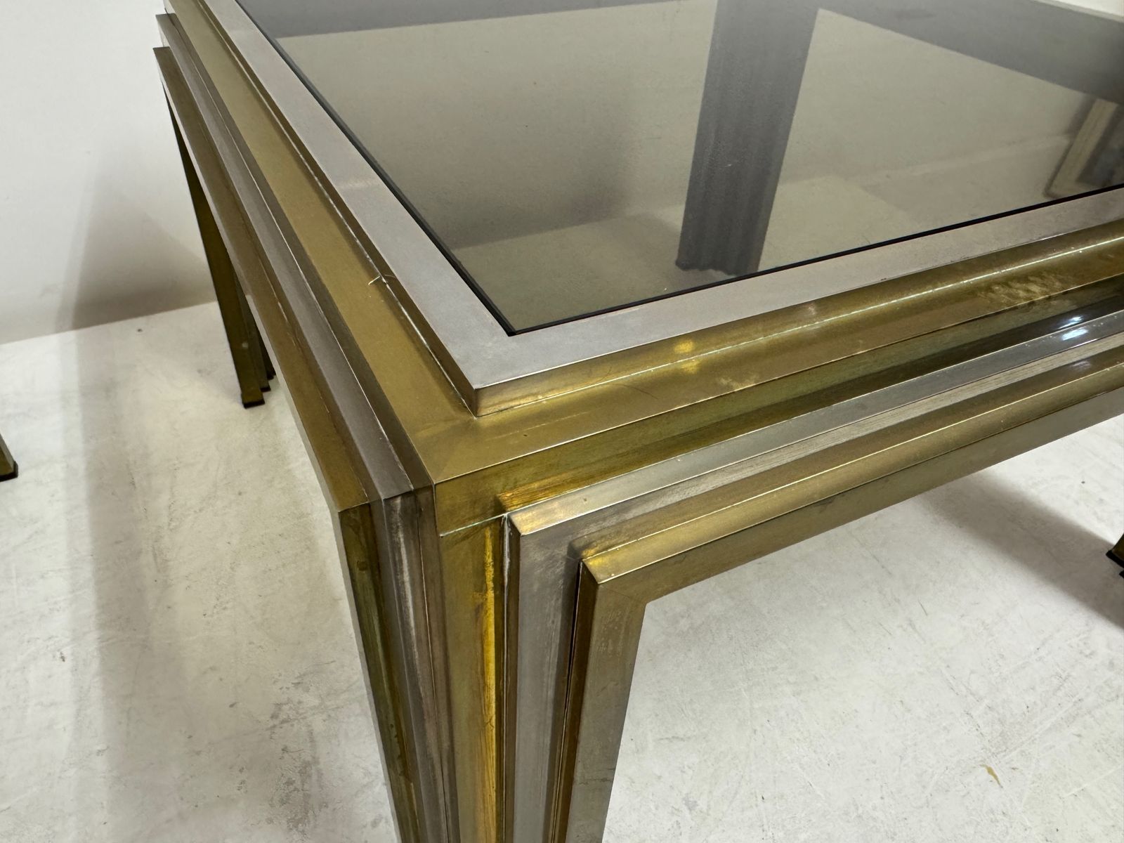 Pair Of 1970s Steel And Brass Side Tables photo vinterior