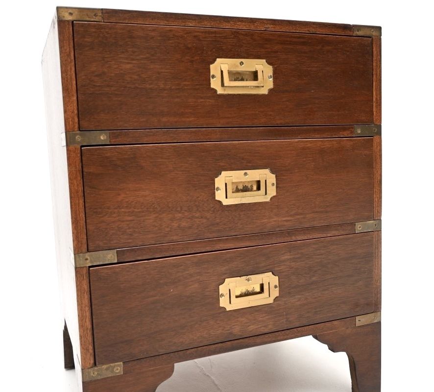 Antique Mahogany Military Campaign Style Chest Of Drawers photo 683.0