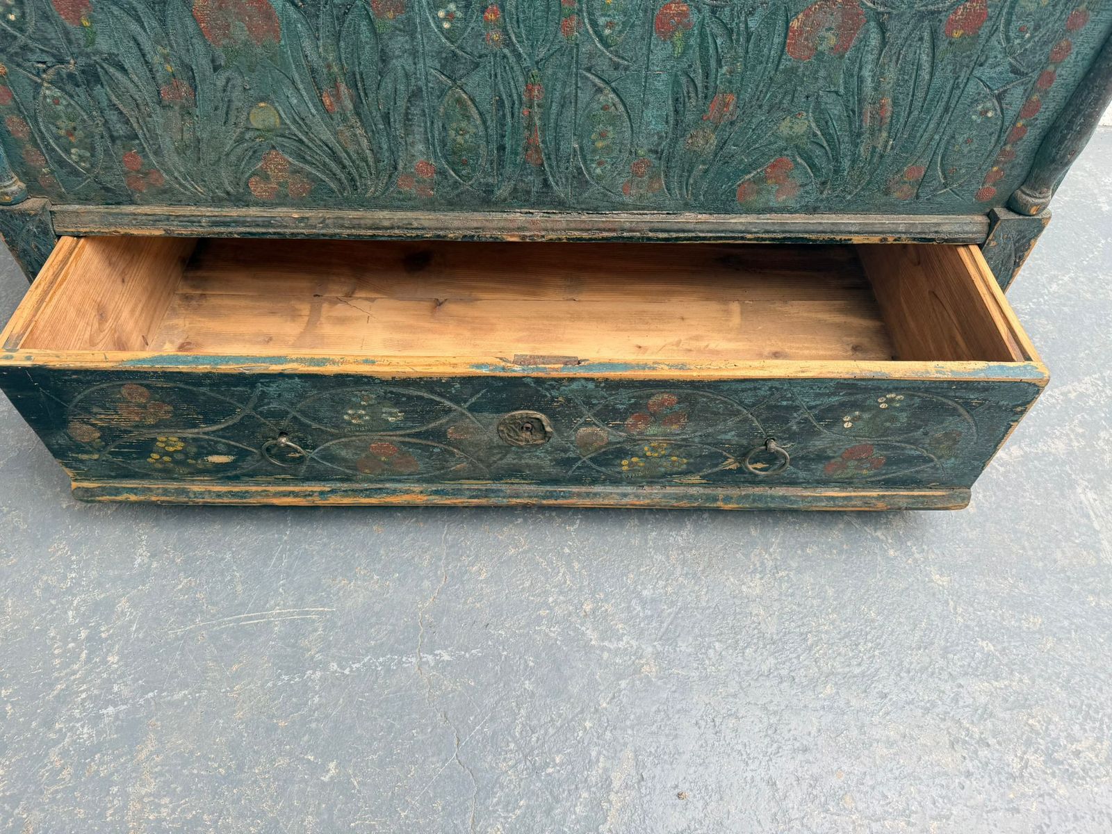 photo buy A Truly Amazing Genuine Hungarian Georgian Painted Teal Large Mule Chest