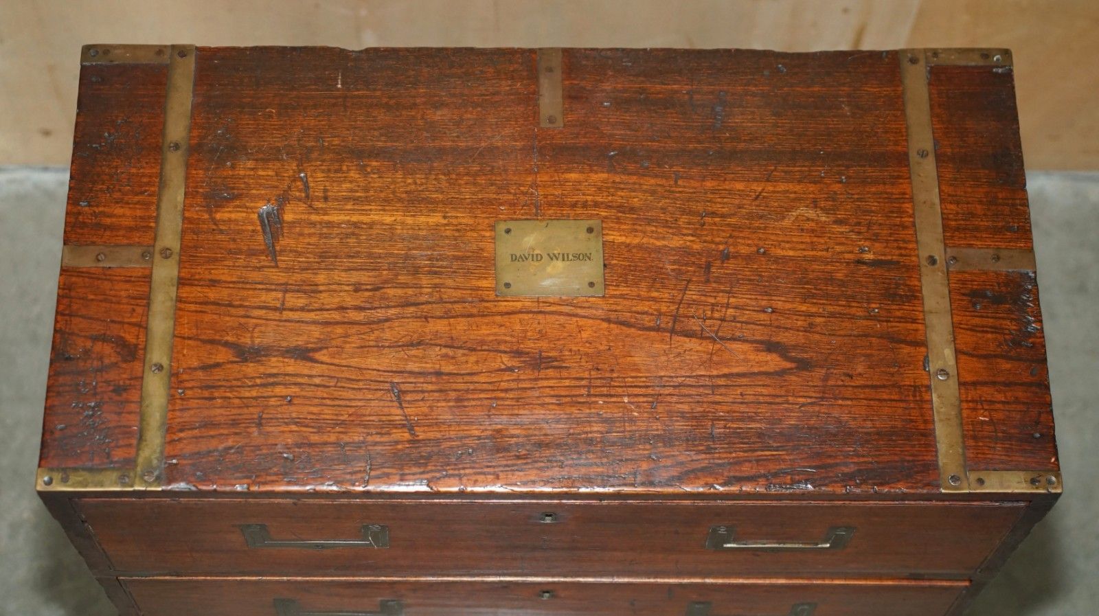 Antique Victorian Thomas Wilson Military Campaign Secretaire Chest Of Drawers photo vintage