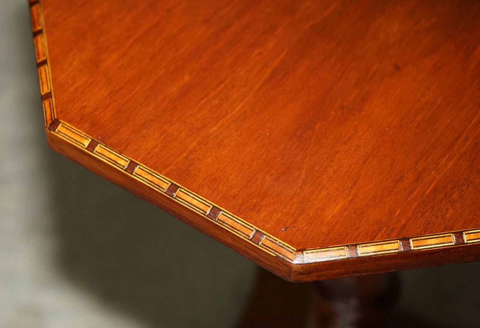 Fully Restored Sublime Antique Circa 1880 Mahogany Inlaid Tripod Side Lamp Table photo vinterior