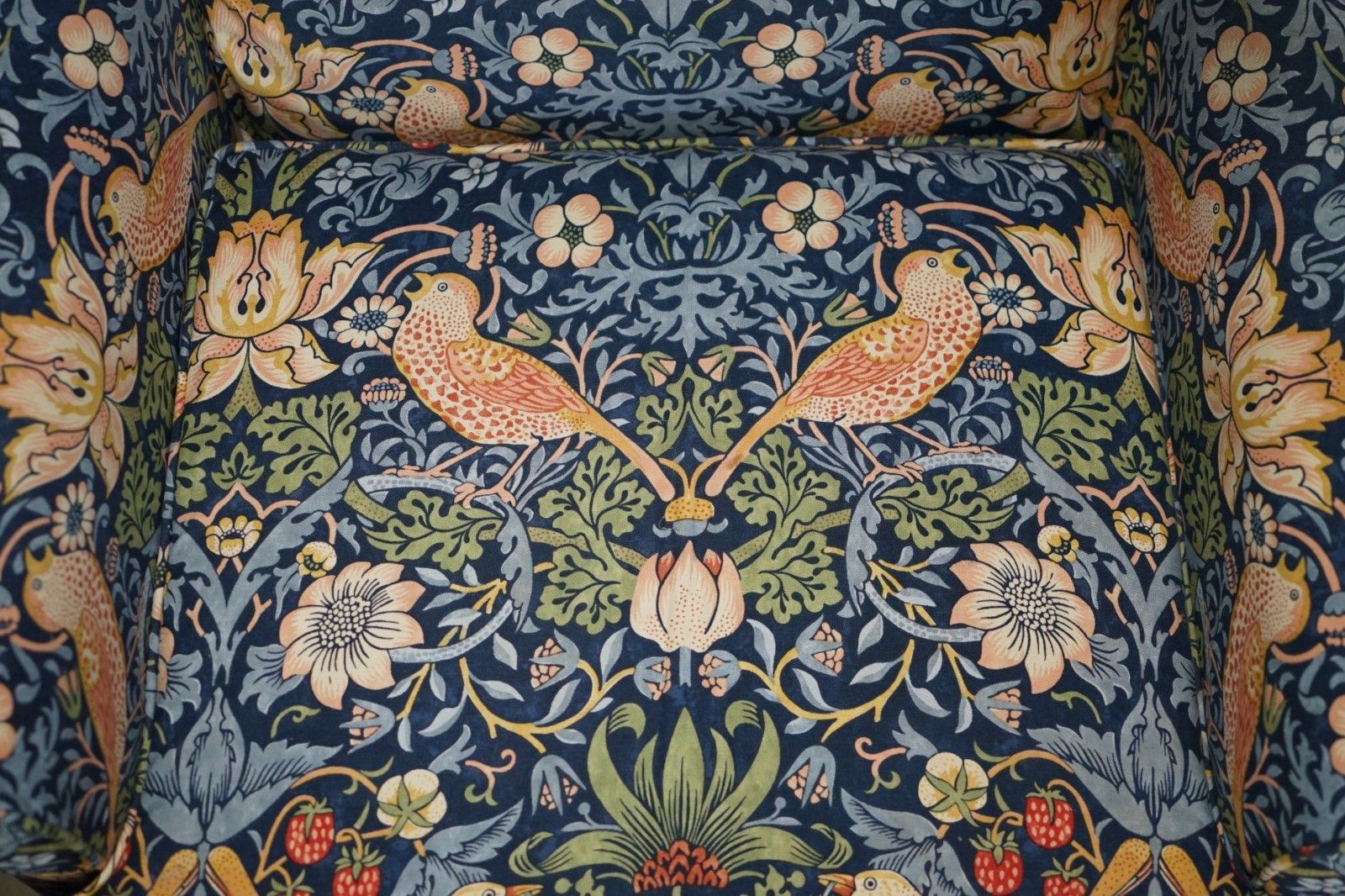 photo vinterior Stunningly Modern William Morris Strawberry Thief Fabric Wingback Armchair