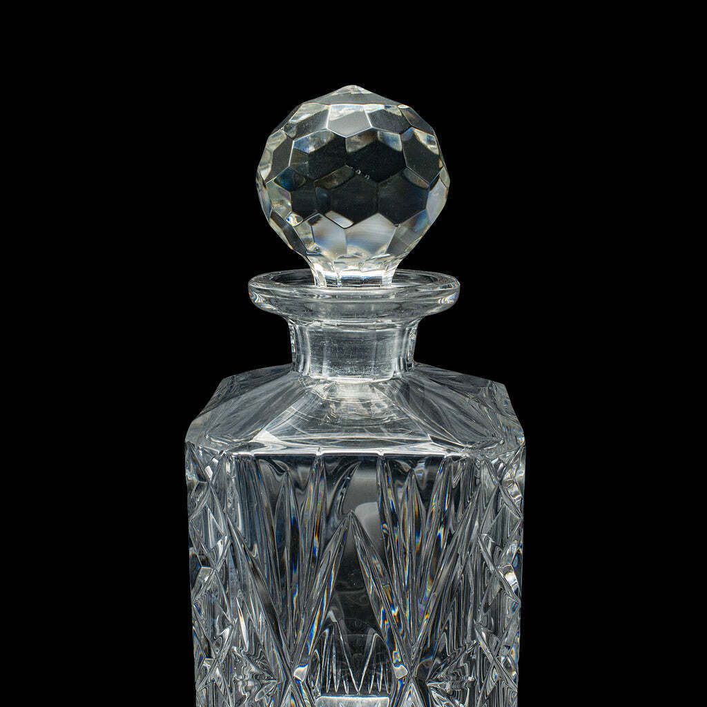 Vintage Whiskey Decanter, English, Crystal Glass, Scotch Bottle, Barware, C.1930 photo buy