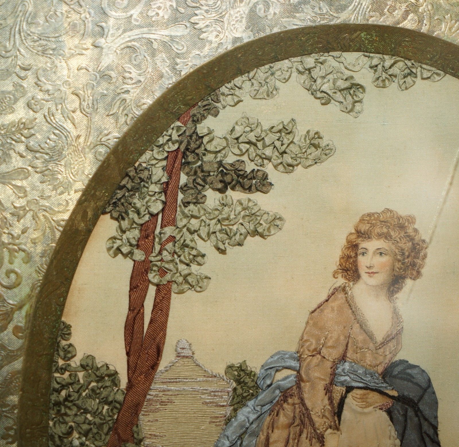 19th Century Silk & Wool Work Stumpwork Embroidery Tapestry Stunning Boarder photo 950.0
