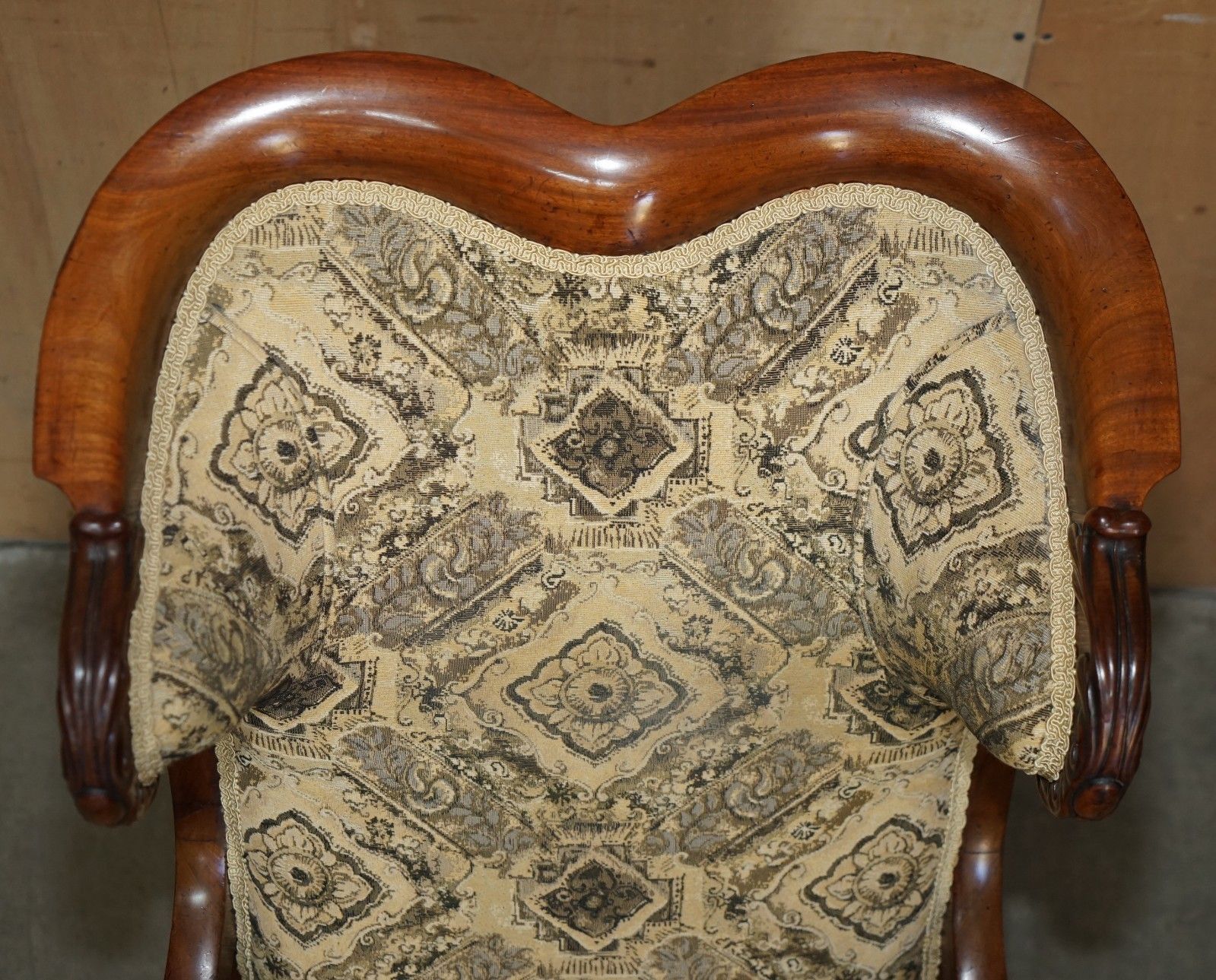 Fine Antique Victorian Hand Carved Library Reading Wingback Show Framed Armchair photo buy