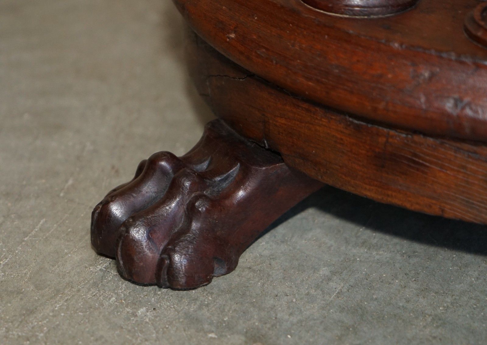 Fine Antique 1880 Mahogany Snooker Cue Stand With Lions Hairy Paw Carved Feet photo Home Decor