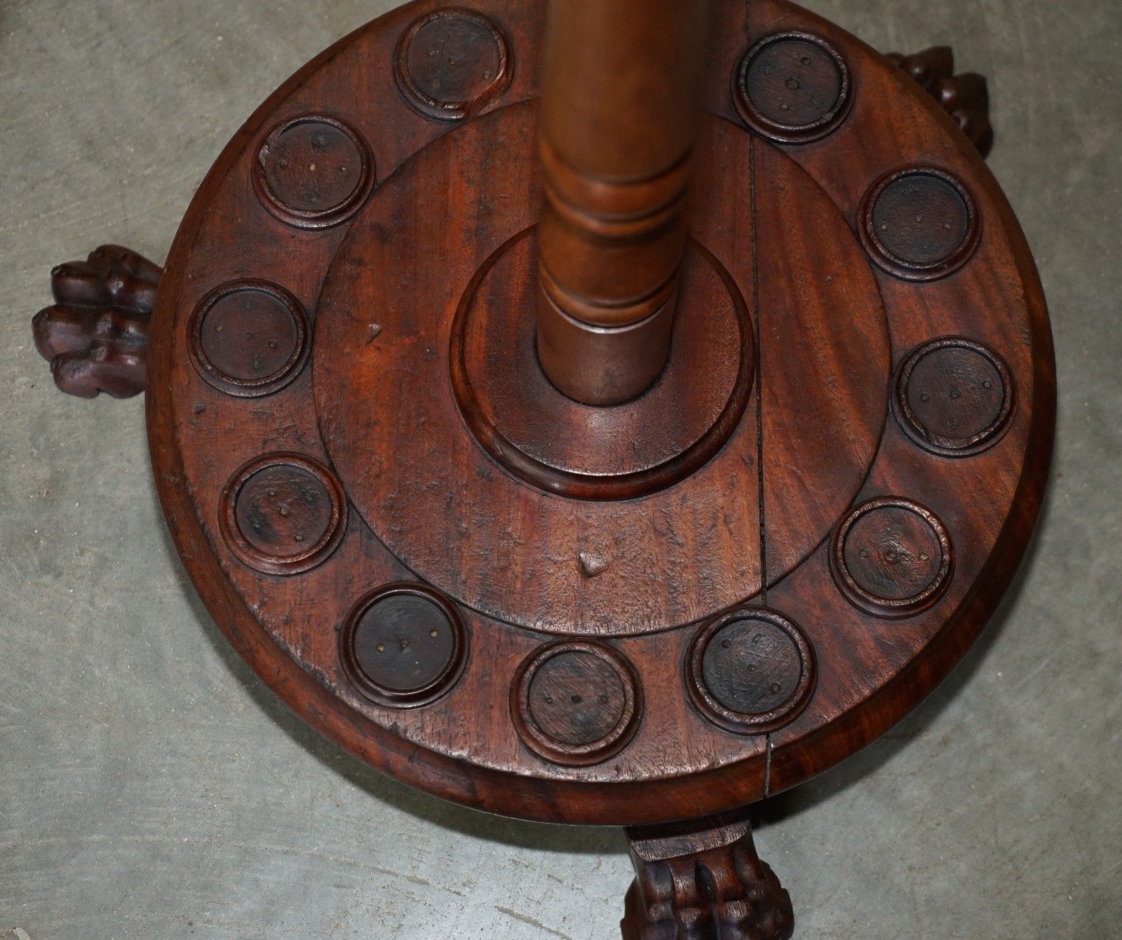 Fine Antique 1880 Mahogany Snooker Cue Stand With Lions Hairy Paw Carved Feet photo vinterior