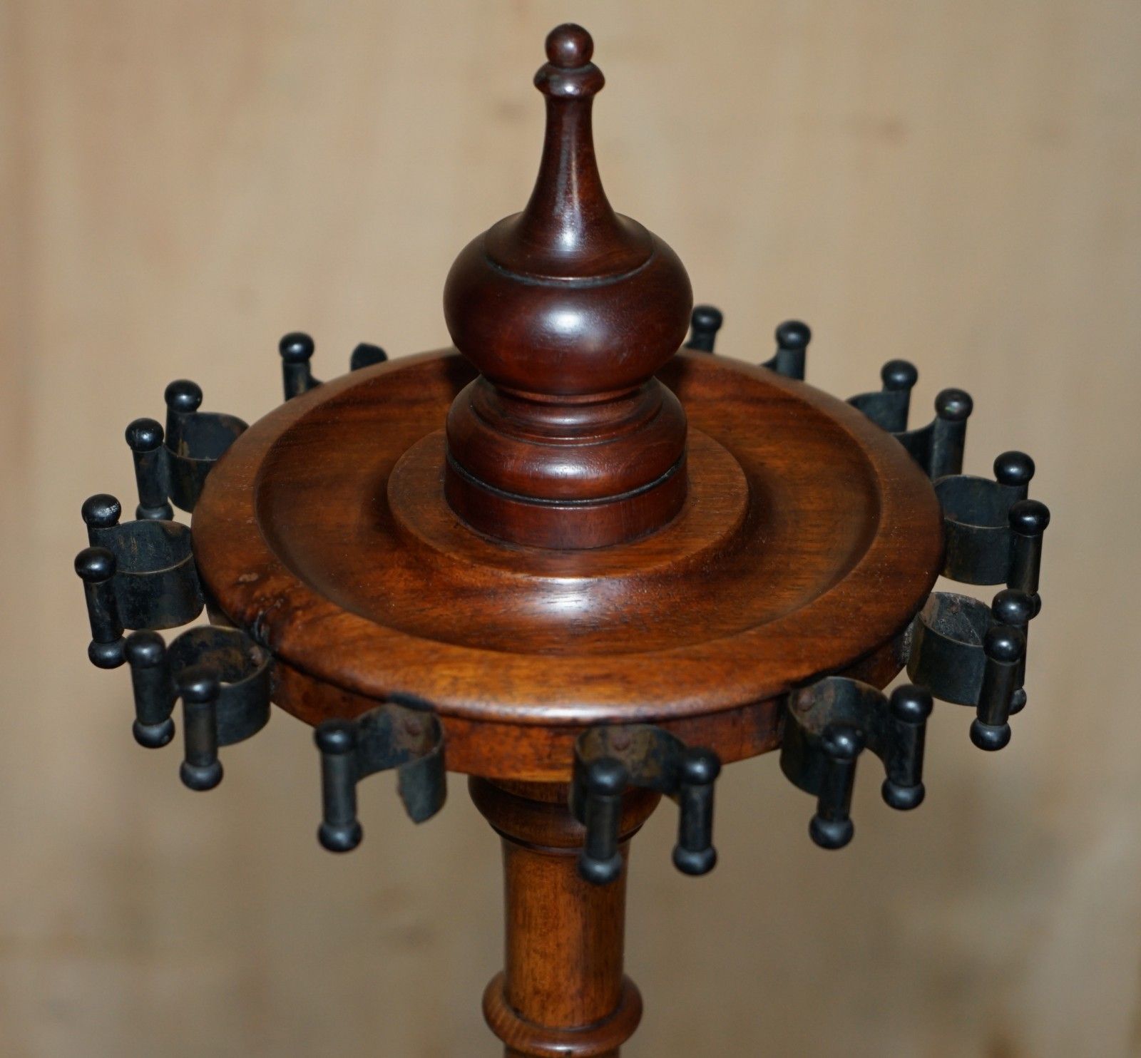Fine Antique 1880 Mahogany Snooker Cue Stand With Lions Hairy Paw Carved Feet photo vintage