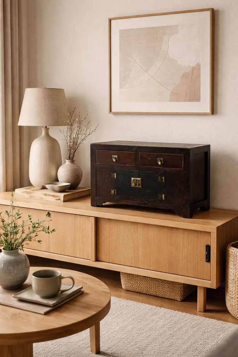 Antique Korean Zeklova Cabinet Chest With Brass, 1890s photo vintage