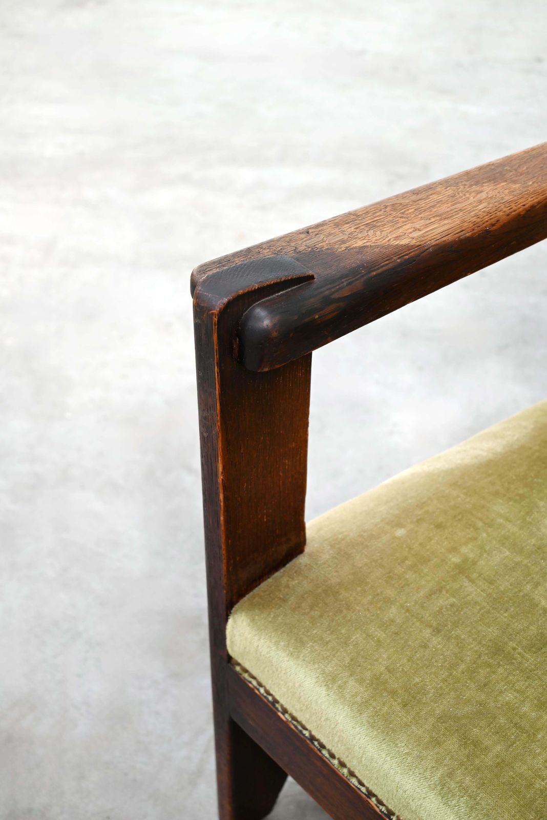 Hague School Sculptural Armchair, Stained Oak, The Netherlands, 1920s photo buy