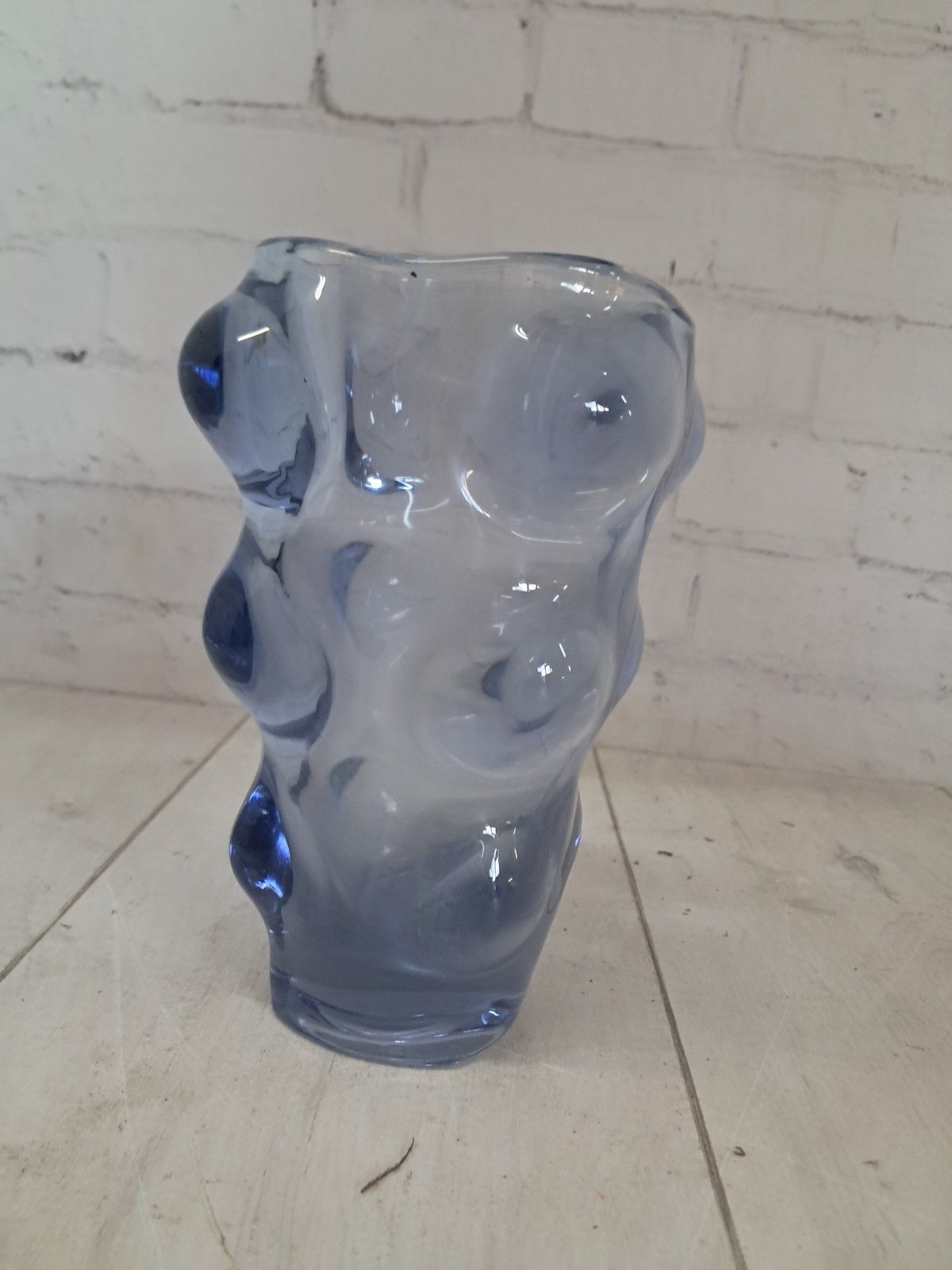 Mid Century Bubble Glass Vase Vizner Art Glass 1960's photo vintage