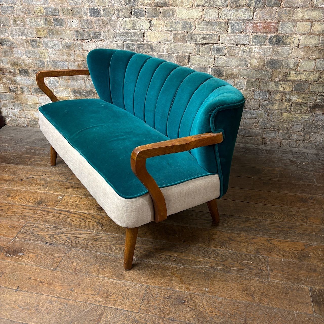 Mid Century Curved Back Sofa photo Furniture