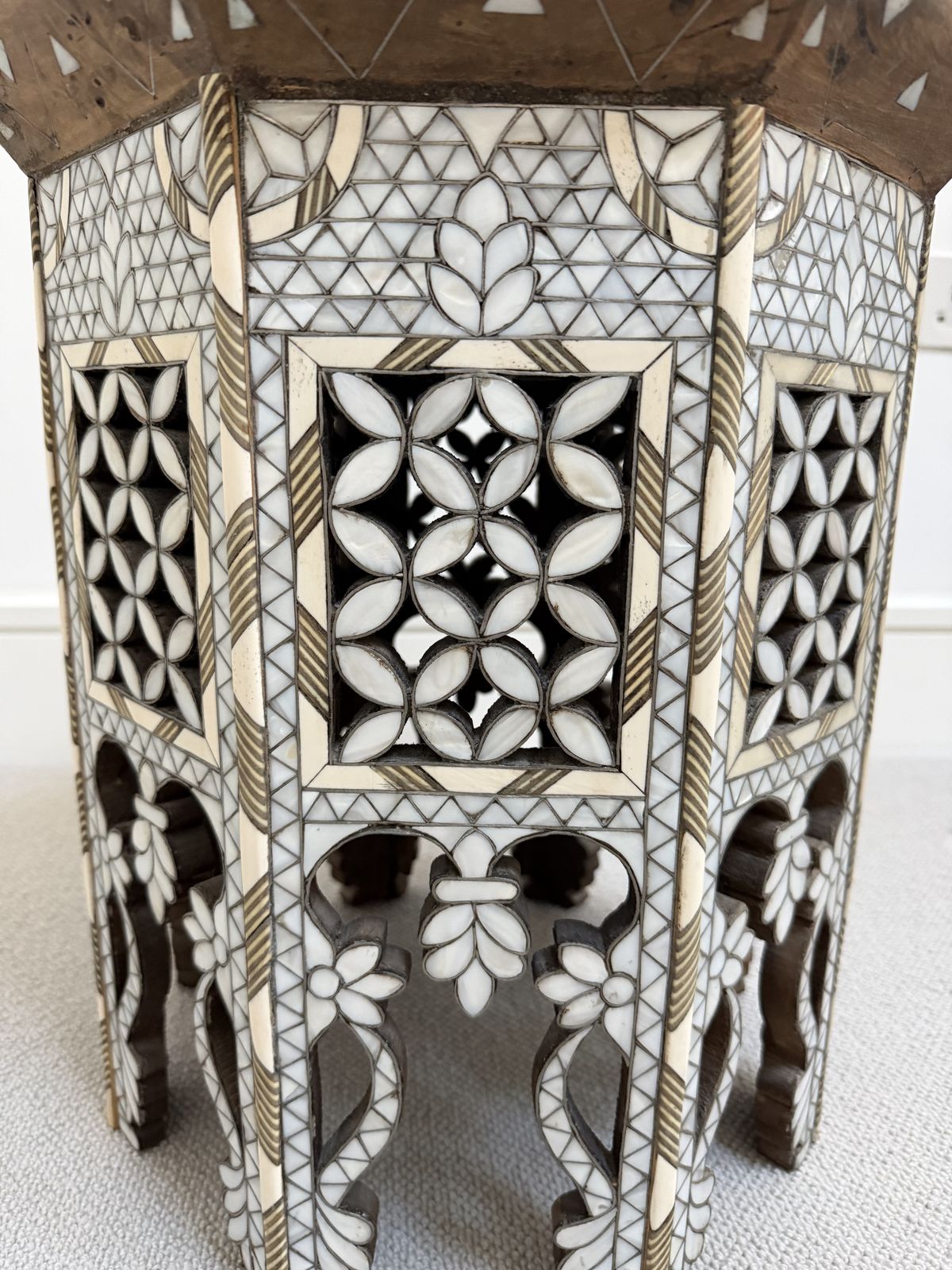 Pair Of Syrian Side Table   Mother Of Pearl / Camel Bone Inlay photo for sale