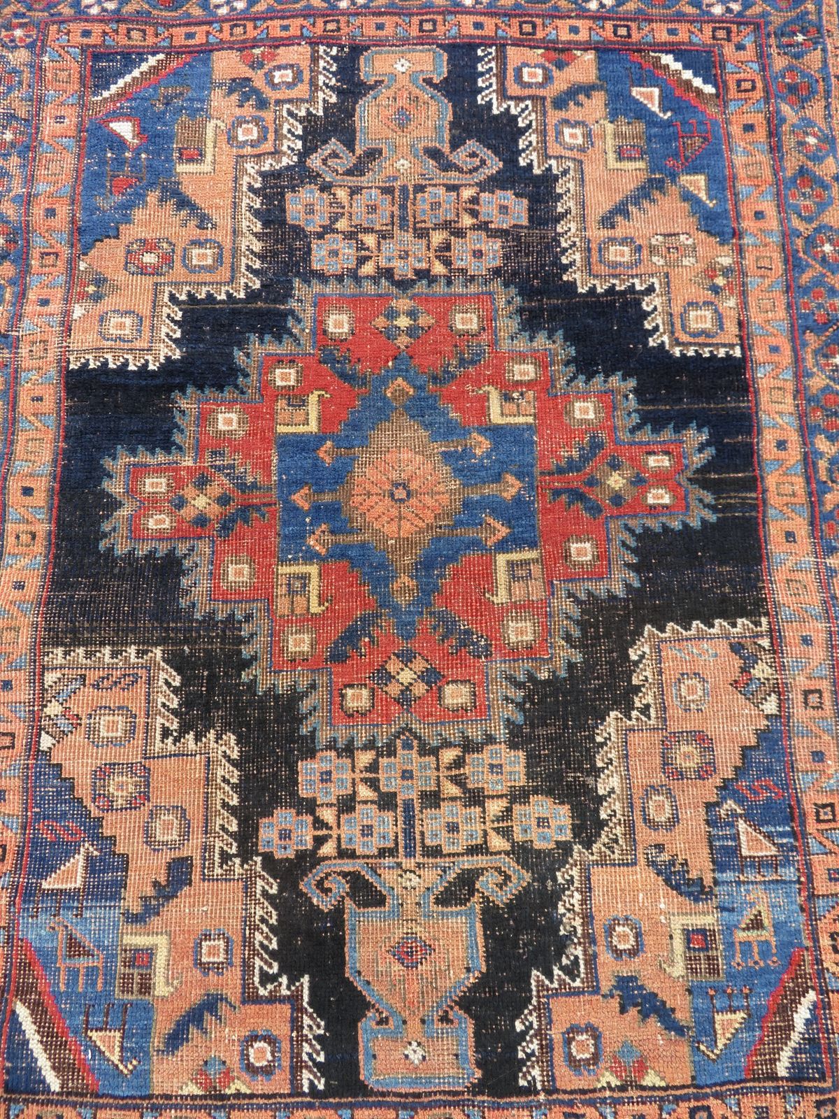 Antique Distressed Rug. 116cm X 92cm. photo furniture